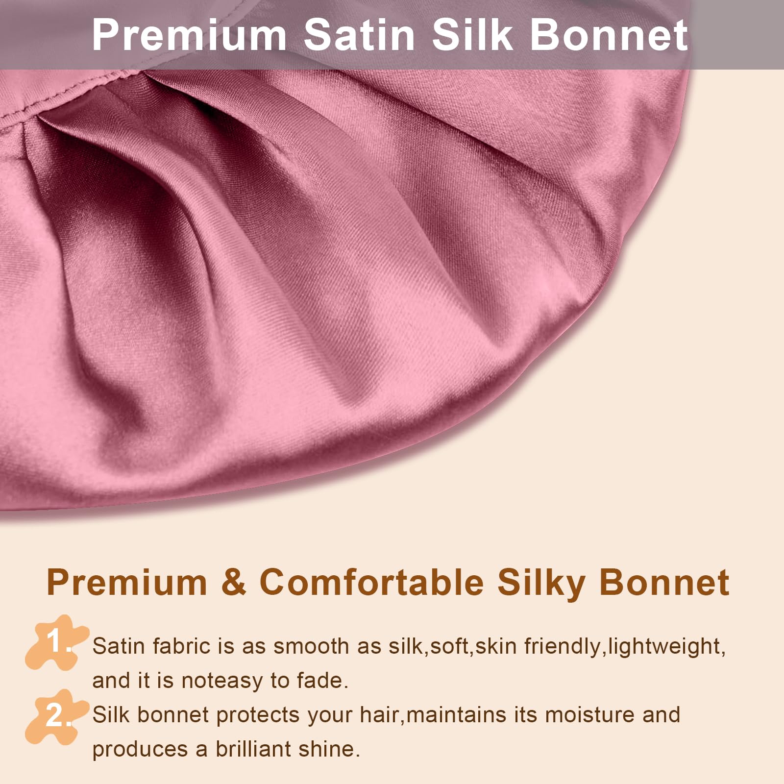 FIRSTPELLA imported satin hair bonnet pack demonstrating the non-slip secure fit feature