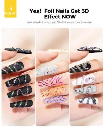 Detailed view of Burano 3D nail foil glue texture