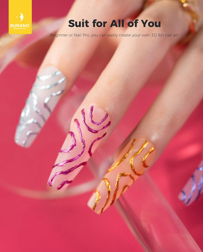Burano nail adhesive gel with foil transfer application