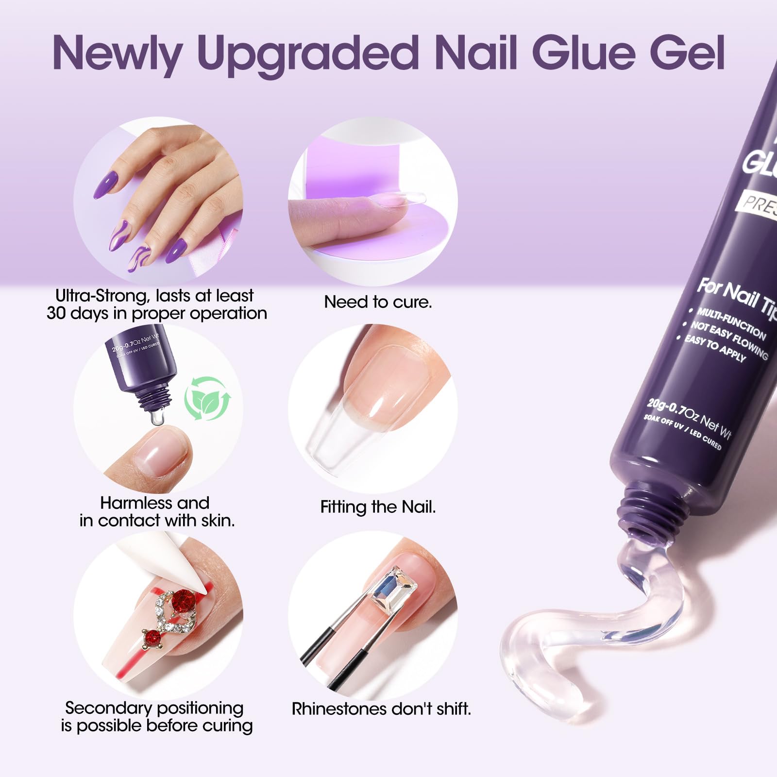 Gellen 4 in 1 nail adhesive for press on nails