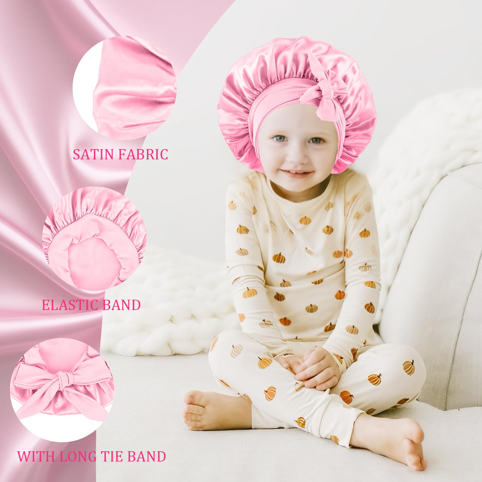 Side view of toddler hair cap showing the double layer breathable fabric construction
