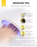 Complete nail art kit view showing the Burano 3D gel bottle and included foil transfer stickers.