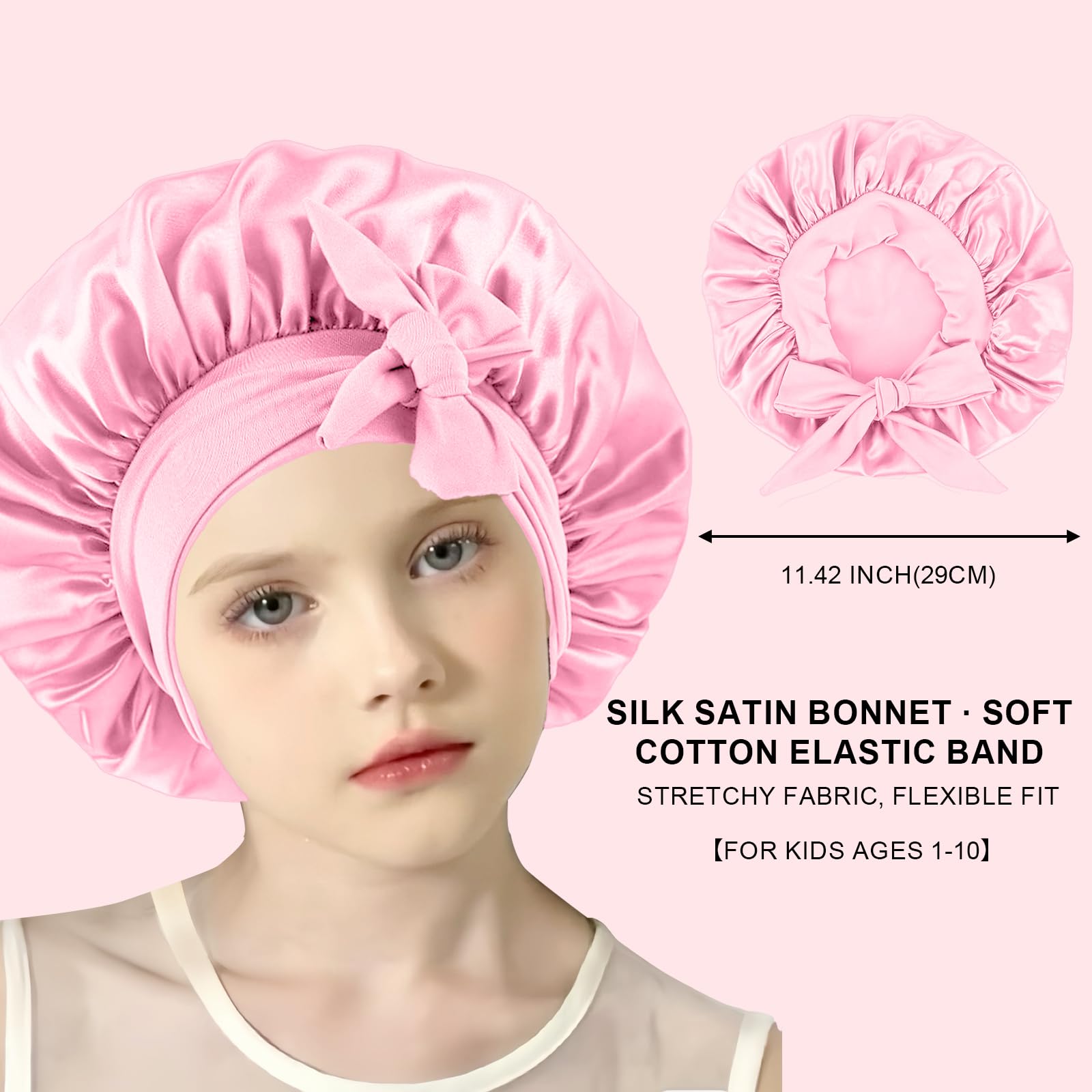 Back view of the soft head cover sleeping bonnet demonstrating ample hair capacity