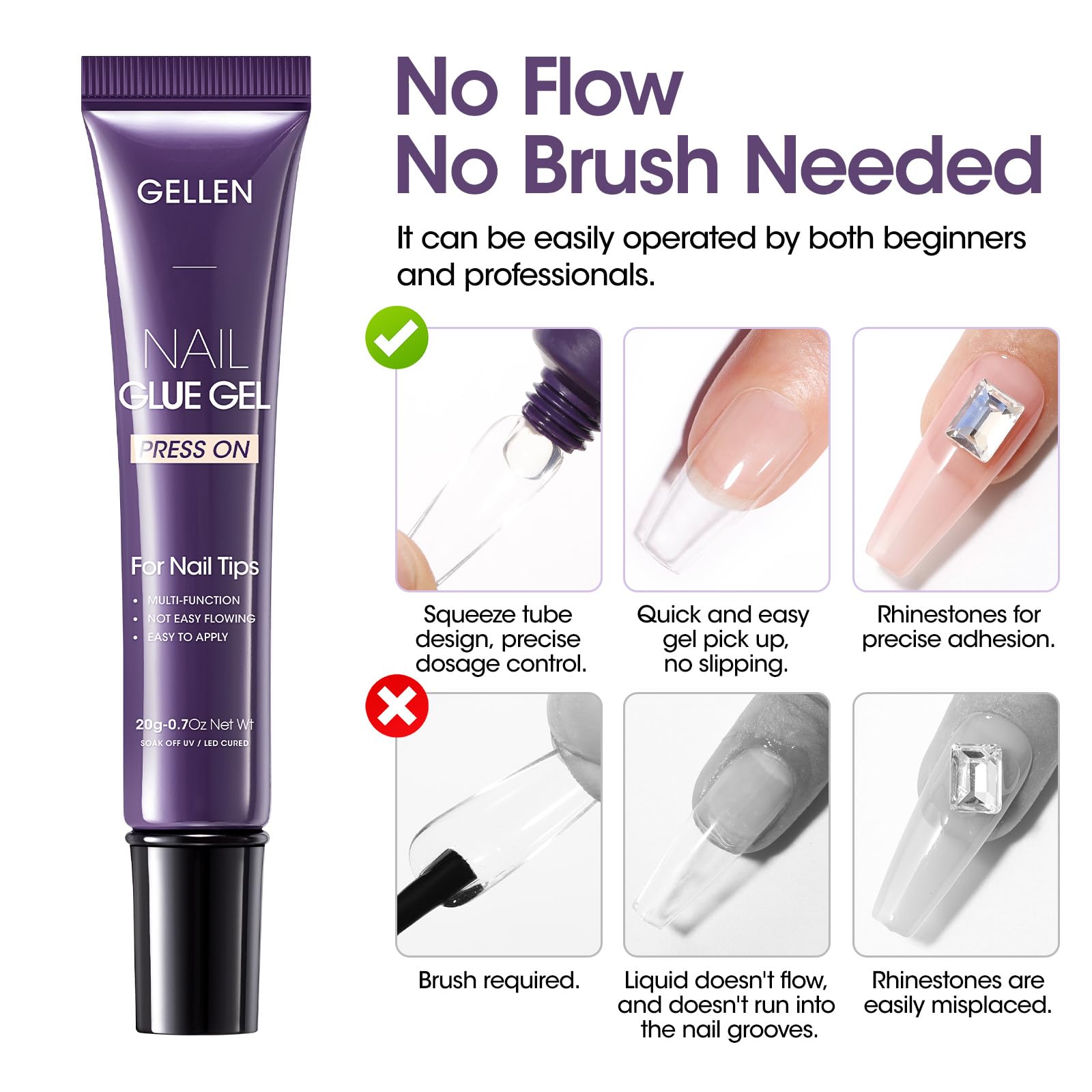 Close up of Gellen nail glue for rhinestone application
