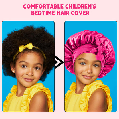 Material detail of the hypoallergenic and lightweight pink and purple satin hair caps