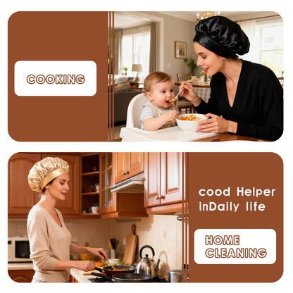Wide elastic band hair bonnet for women preventing forehead pressure marks