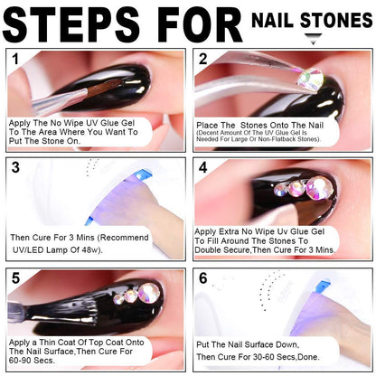 Close up of Belleboost clear gel for diamond and jewelry nail decoration