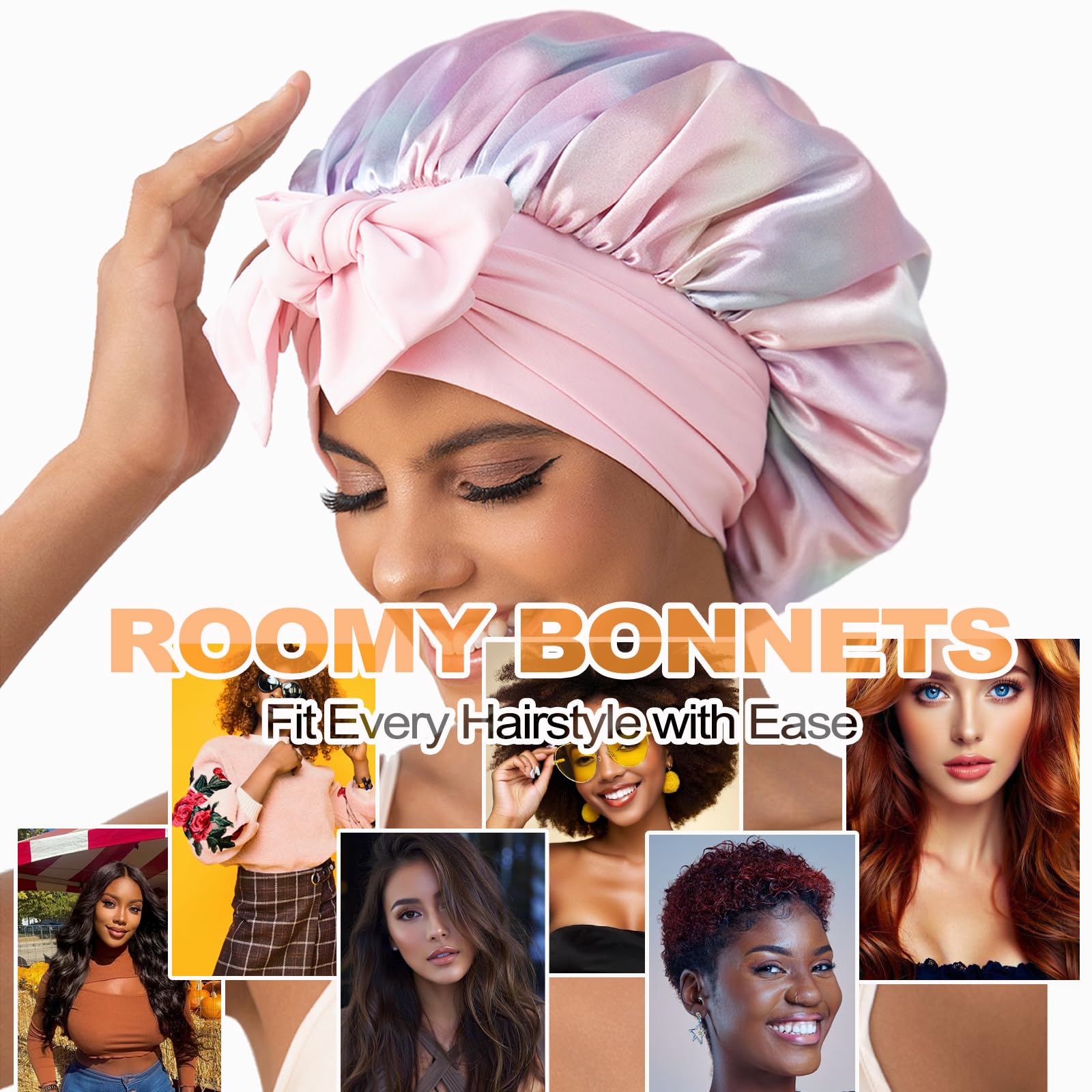 Double layer reversible sleep cap with adjustable tie band