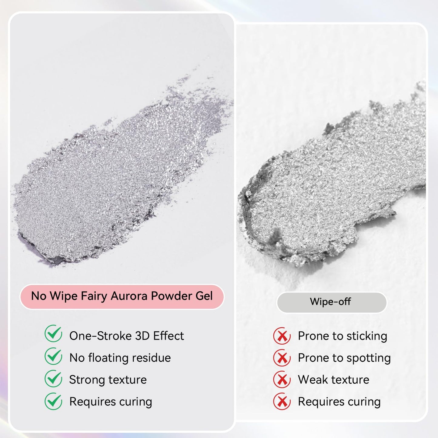 Silver Fairy Aurora glitter gel inside open black compact