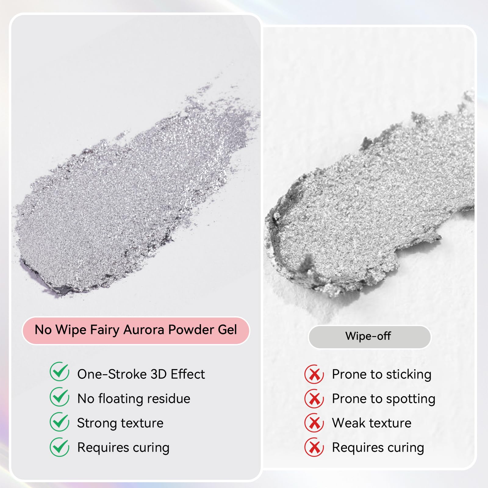 Silver Fairy Aurora glitter gel inside open black compact