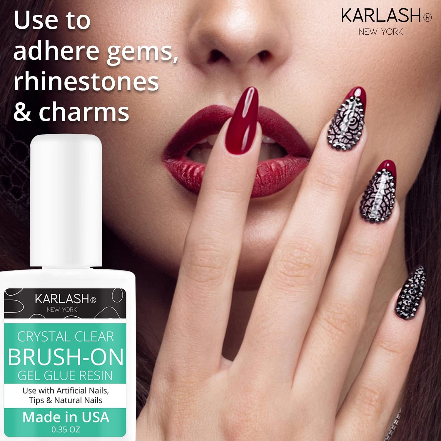 Close up of Karlash brush on nail glue applicator