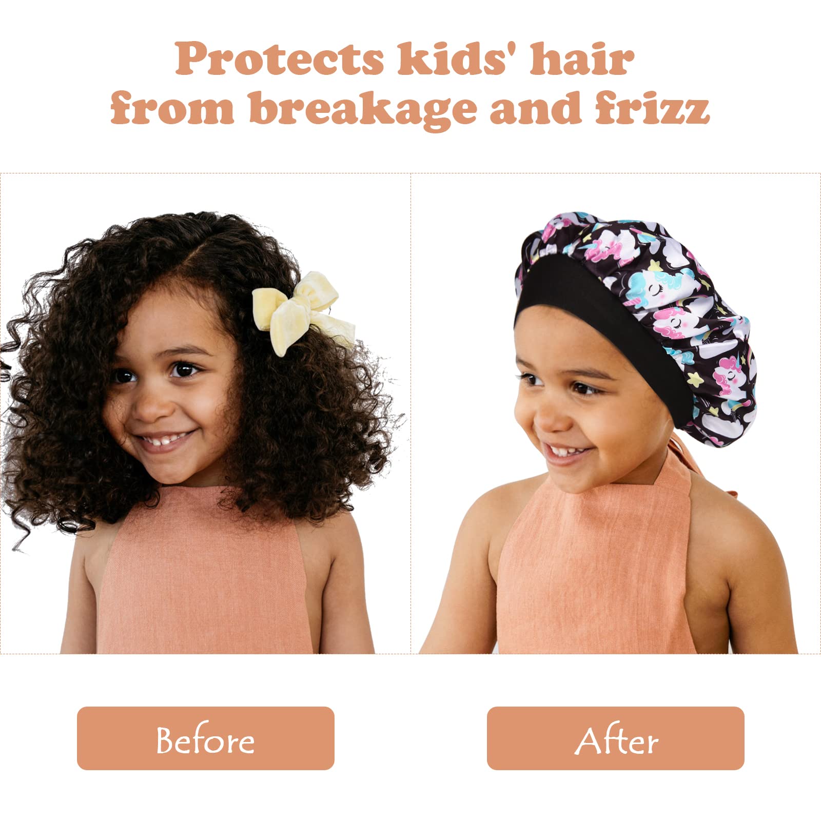 Soft satin sleep wraps for girls with curly natural hair protection