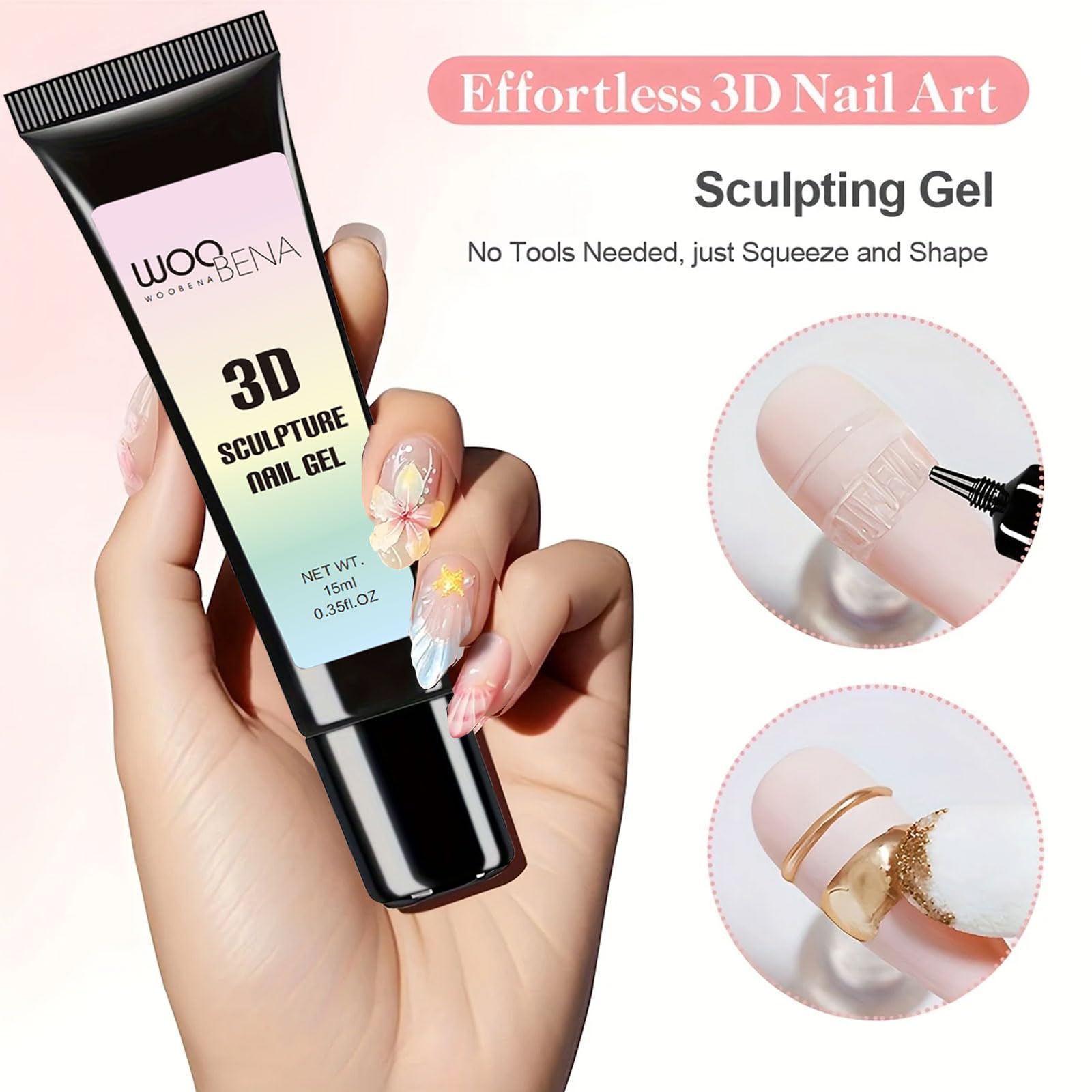 Two pack 15 milliliter sculpting gel tubes for nails