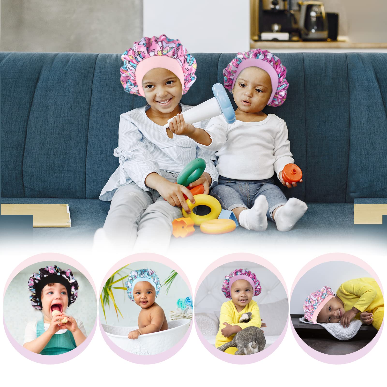 Assorted four pack of authentic USA imported kids night wear hair bonnets