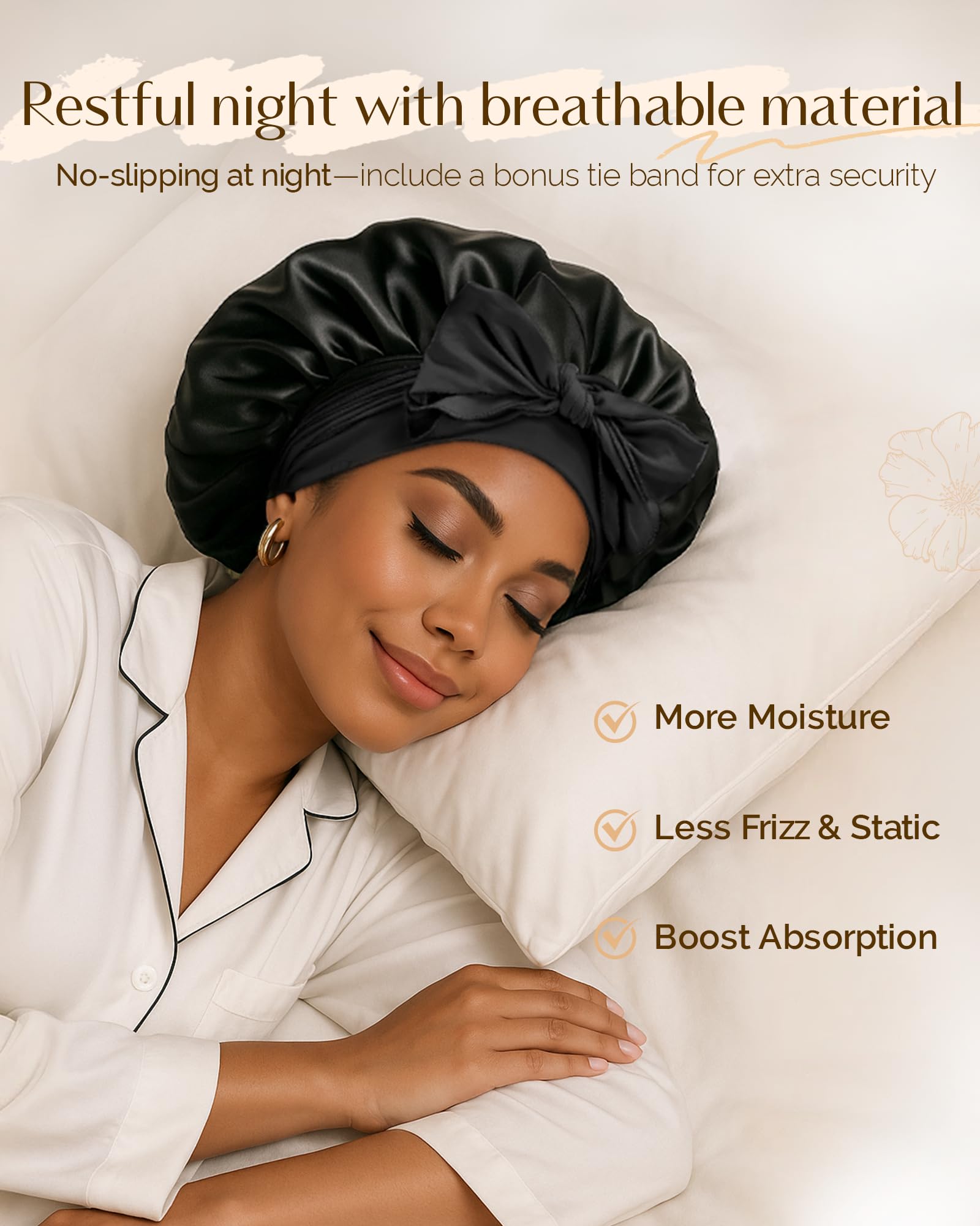 Yanibest jumbo satin hair wrap for curly natural hair showing ample interior volume.