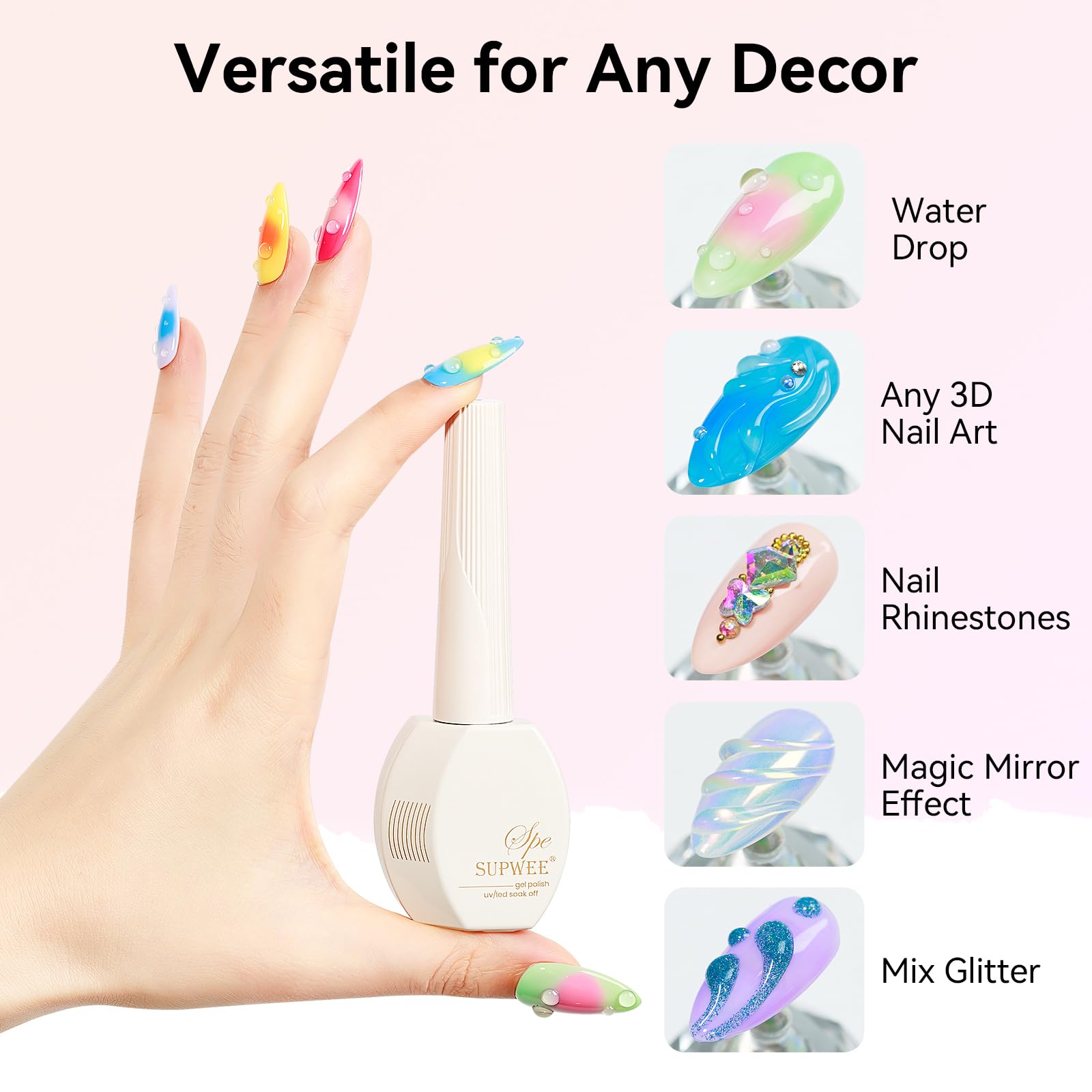 Supwee molding gel used for rhinestone application on nails