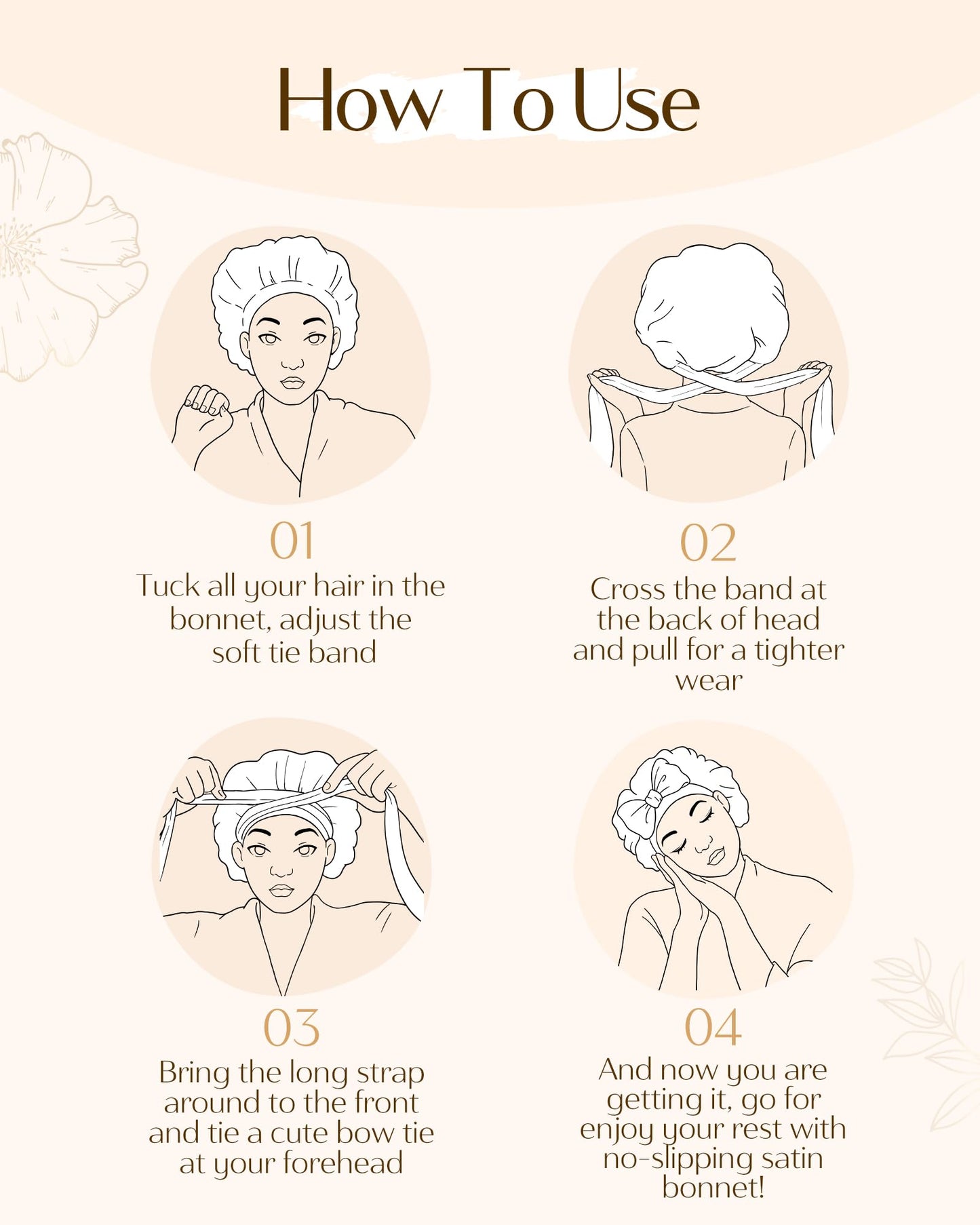 Yanibest anti frizz hair cap comparison showing smooth satin fabric versus cotton texture.