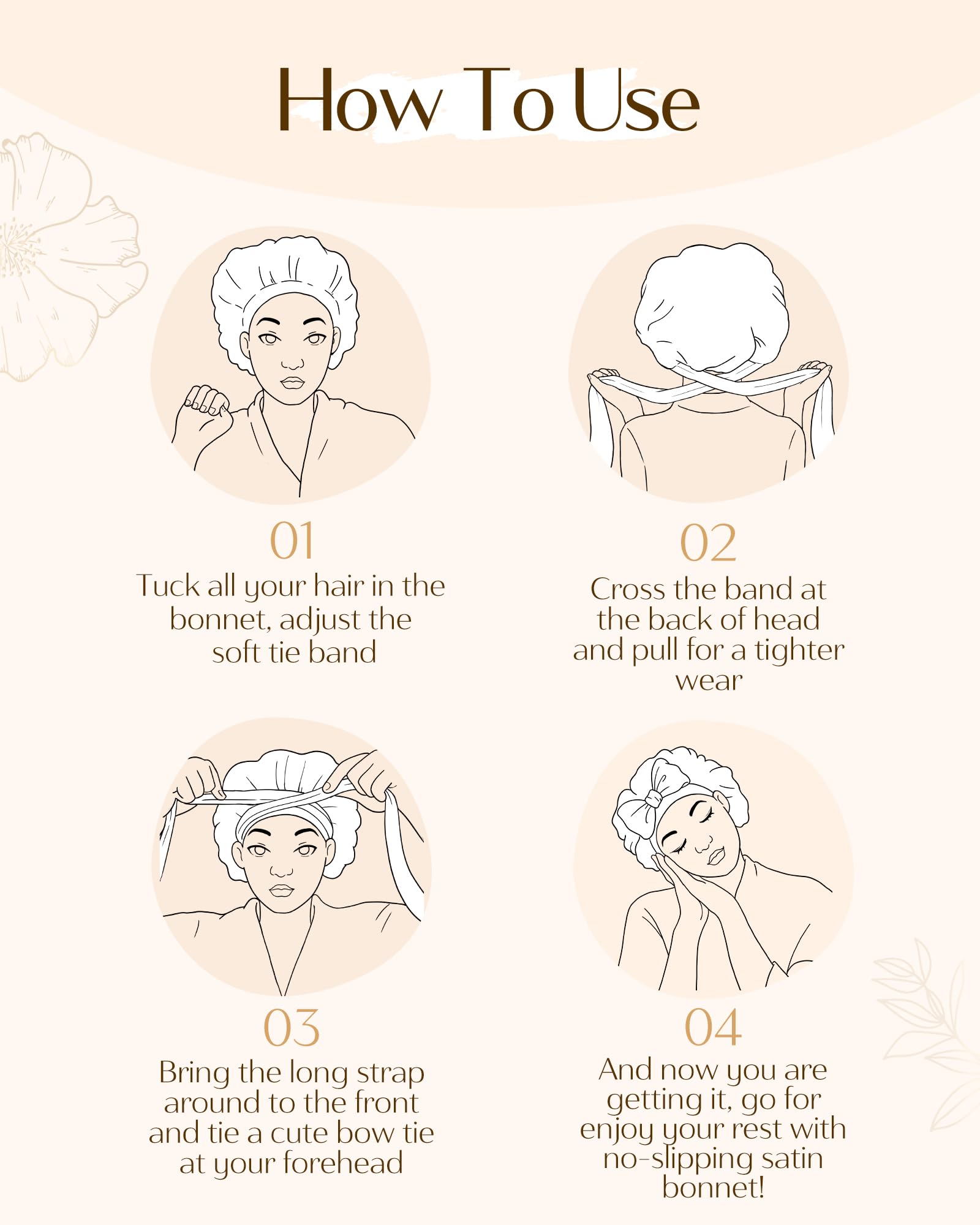 Yanibest anti frizz hair cap comparison showing smooth satin fabric versus cotton texture.