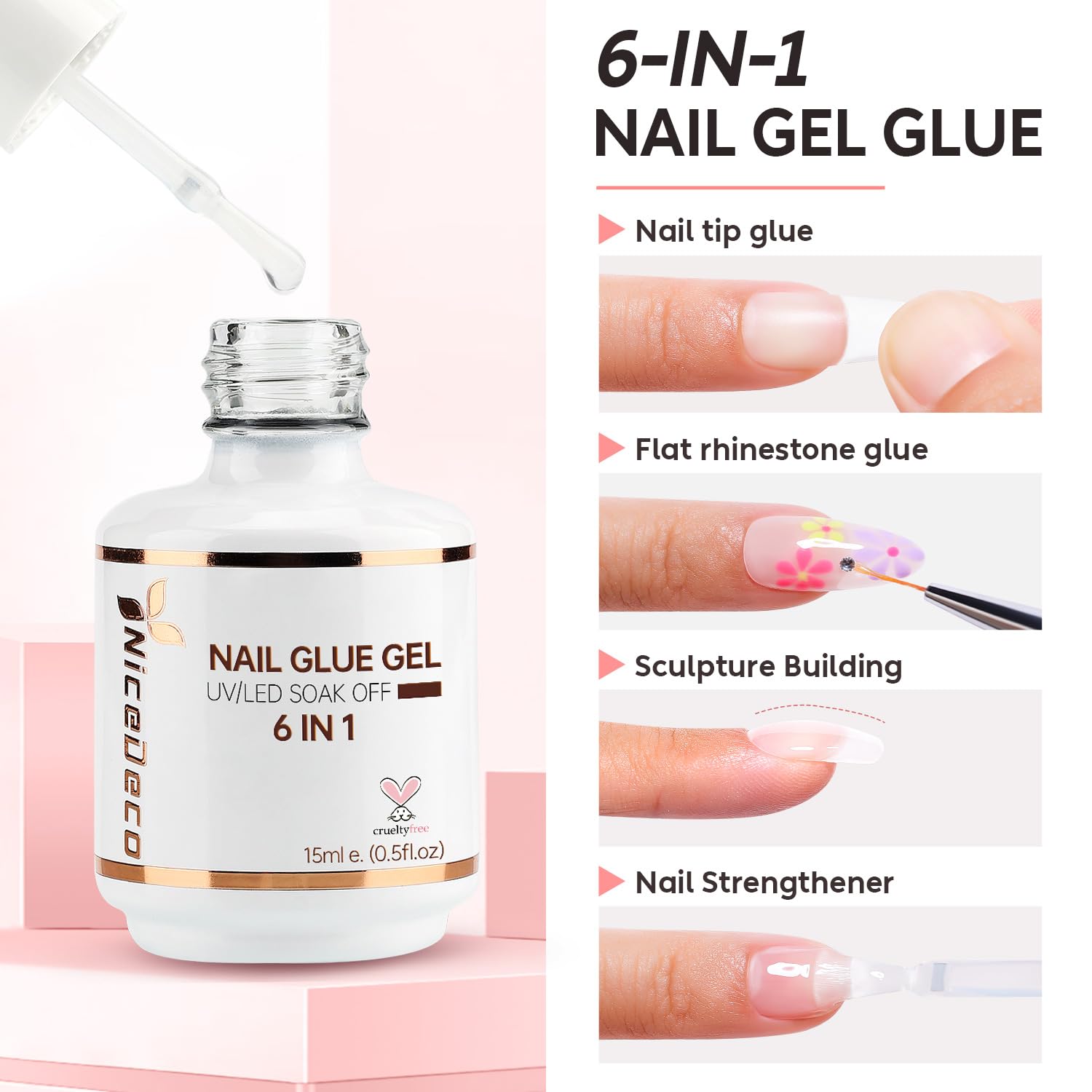 Nicedeco vegan nail glue gel packaging detail