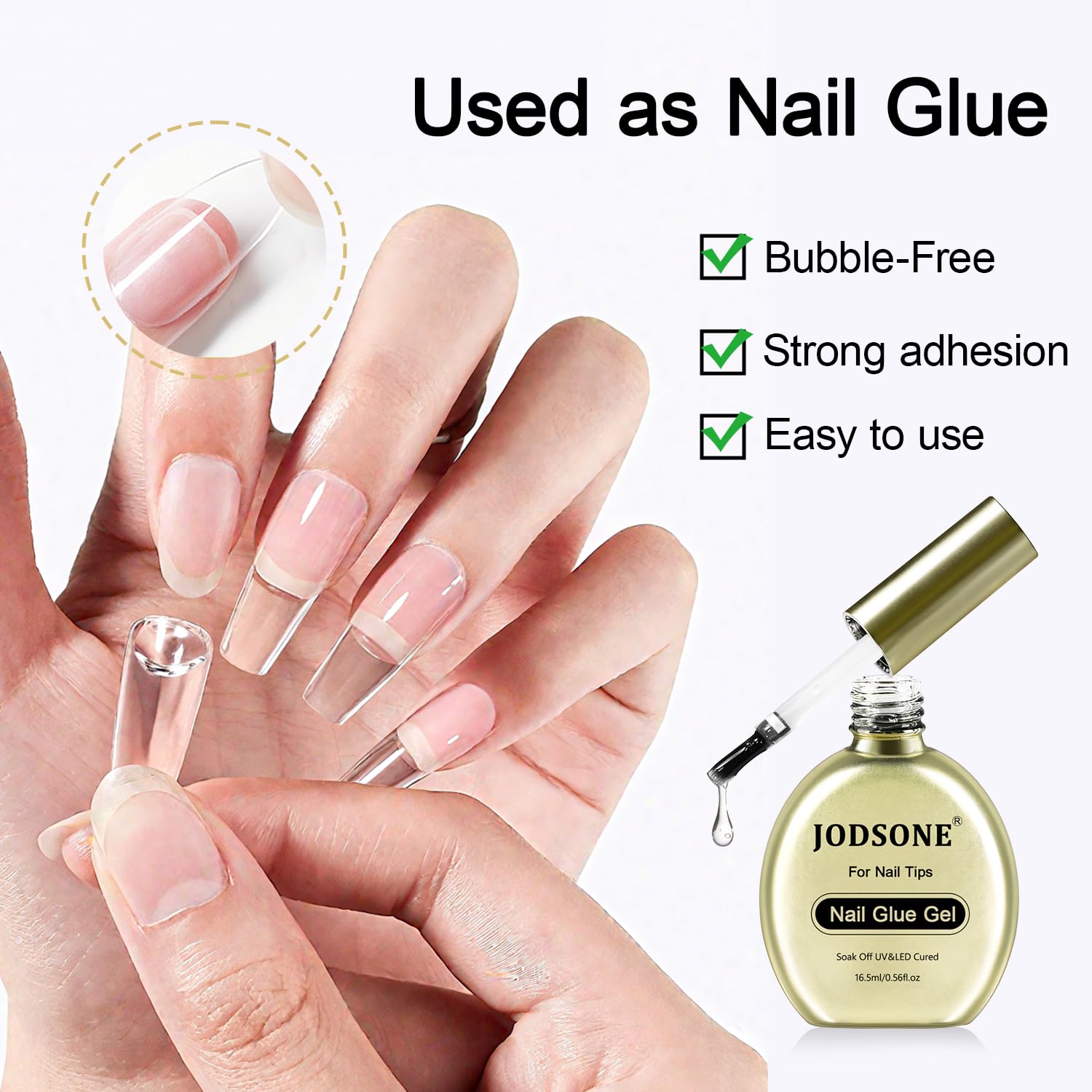 Using Jodsone 4-in-1 gel to apply false nail tips
