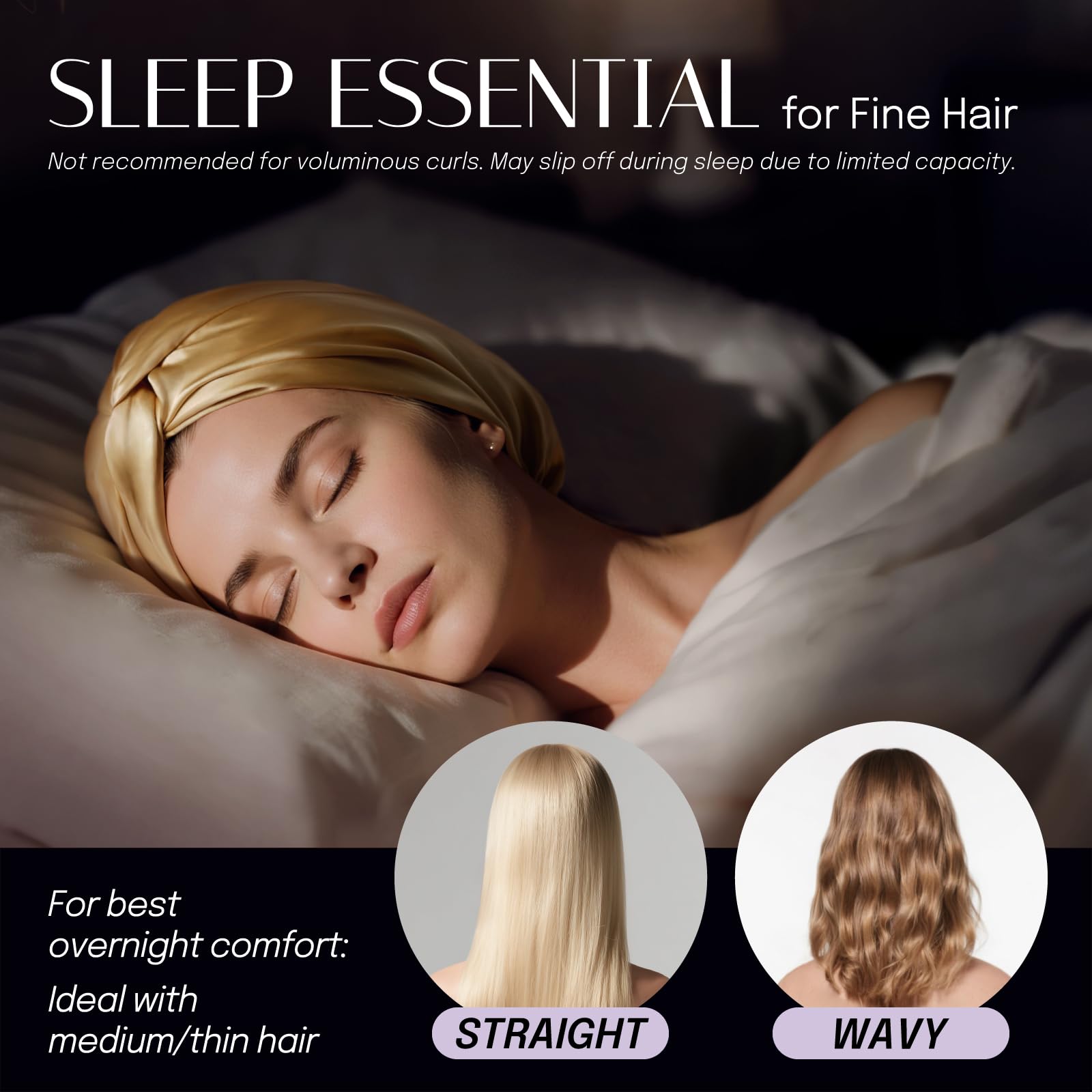 Premium 22 Momme thick silk sleeping bonnet designed for curly hair protection