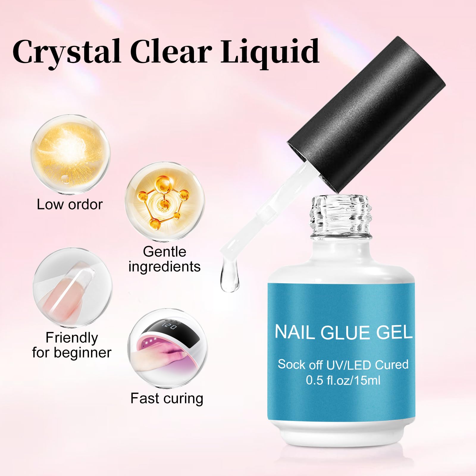 Nailwind gel nail glue bottle with brush applicator showing texture