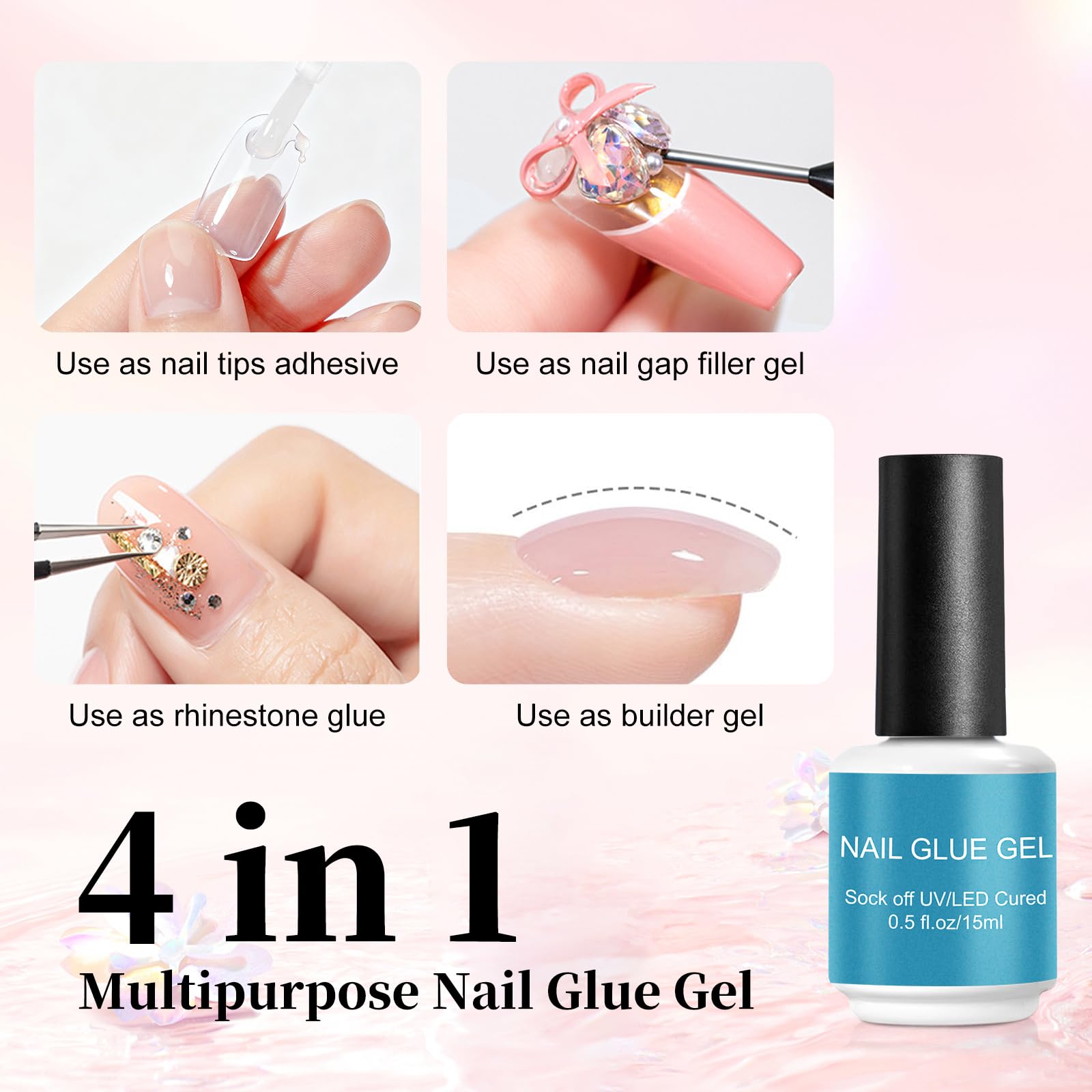 Application of Nailwind gel glue on false nail tips