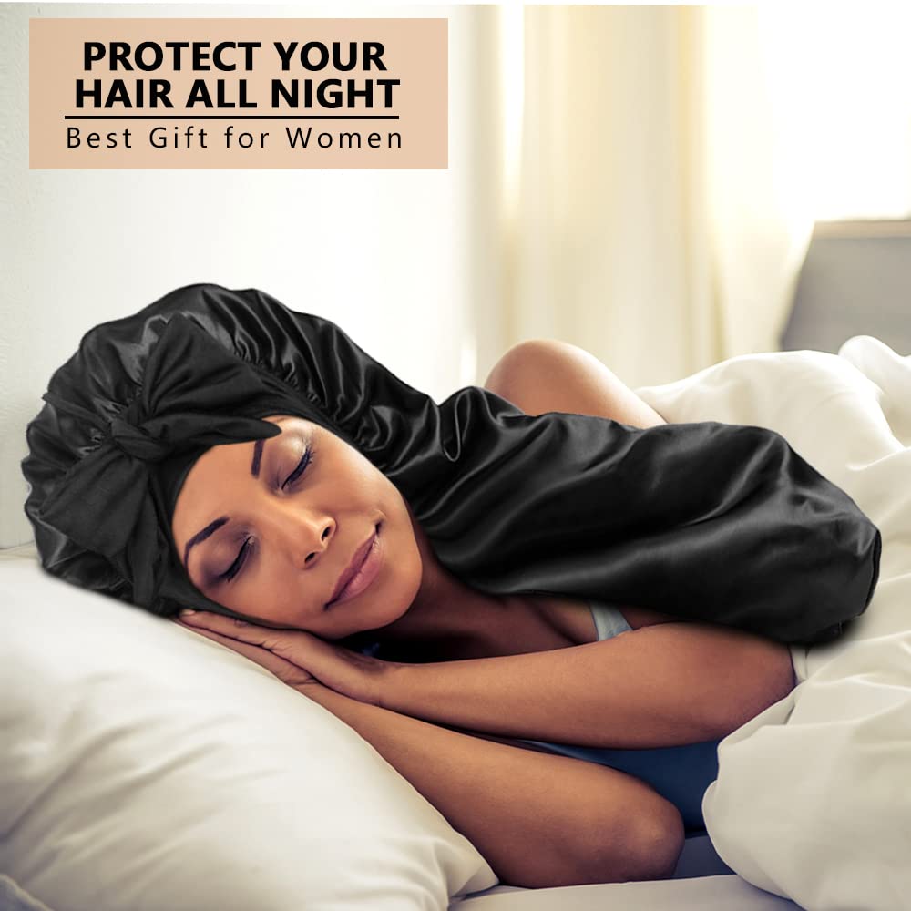 Travel size packaging of two pieces long night sleeping bonnets