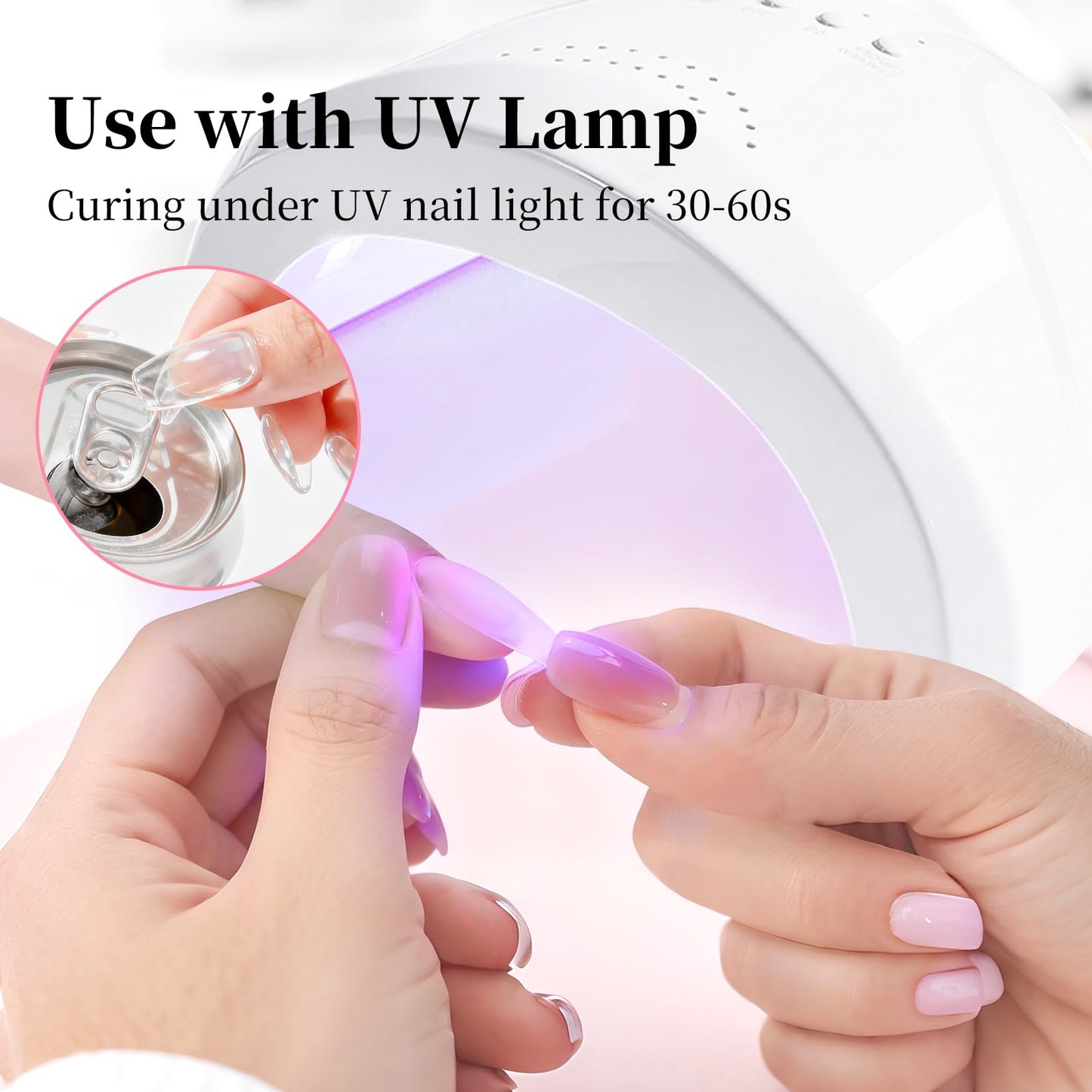 Professional manicure using Nailwind gel glue for press on nails
