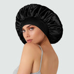 Duomodragon black hair bonnet elastic band detail