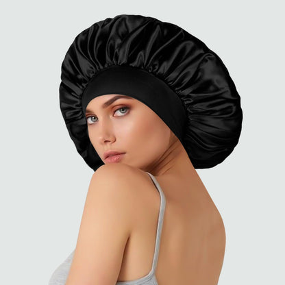 Seventeen inch extra large satin bonnet for braids and locs styling