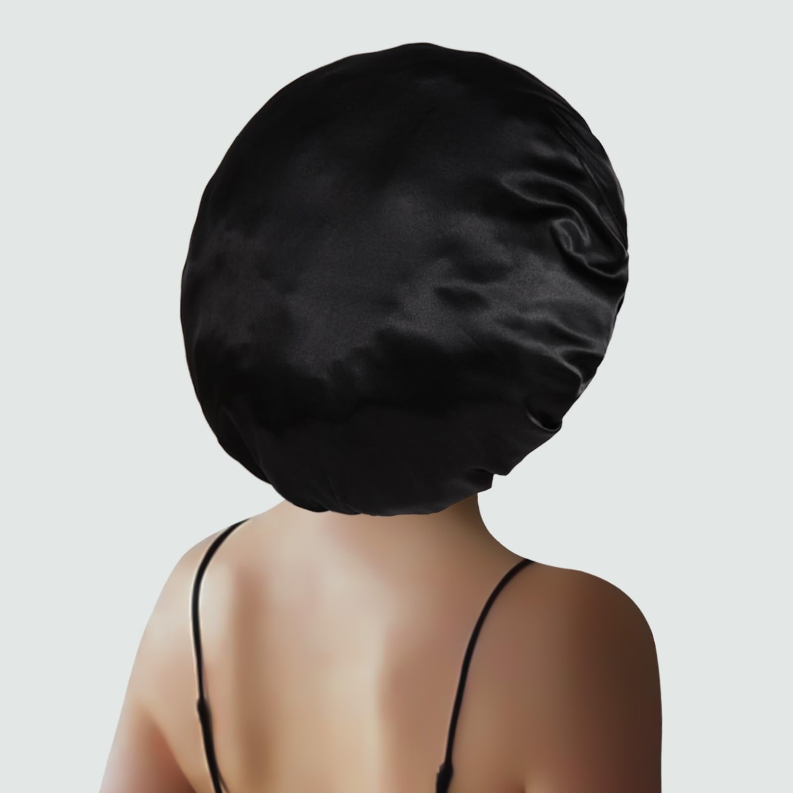 Black jumbo hair wrap bonnet for women overnight hair care routine