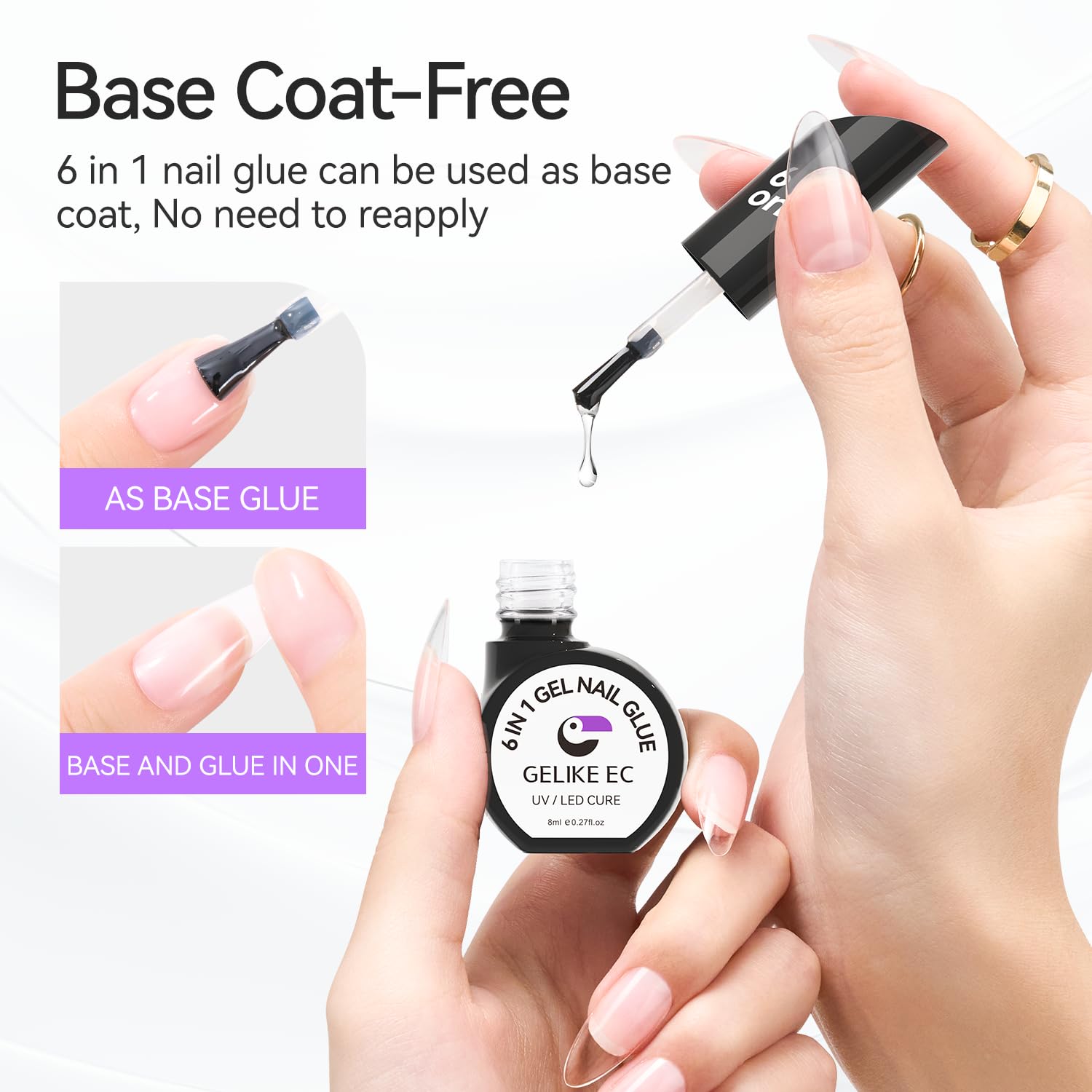 Authentic Gelike Ec nail glue packaging for DIY manicure