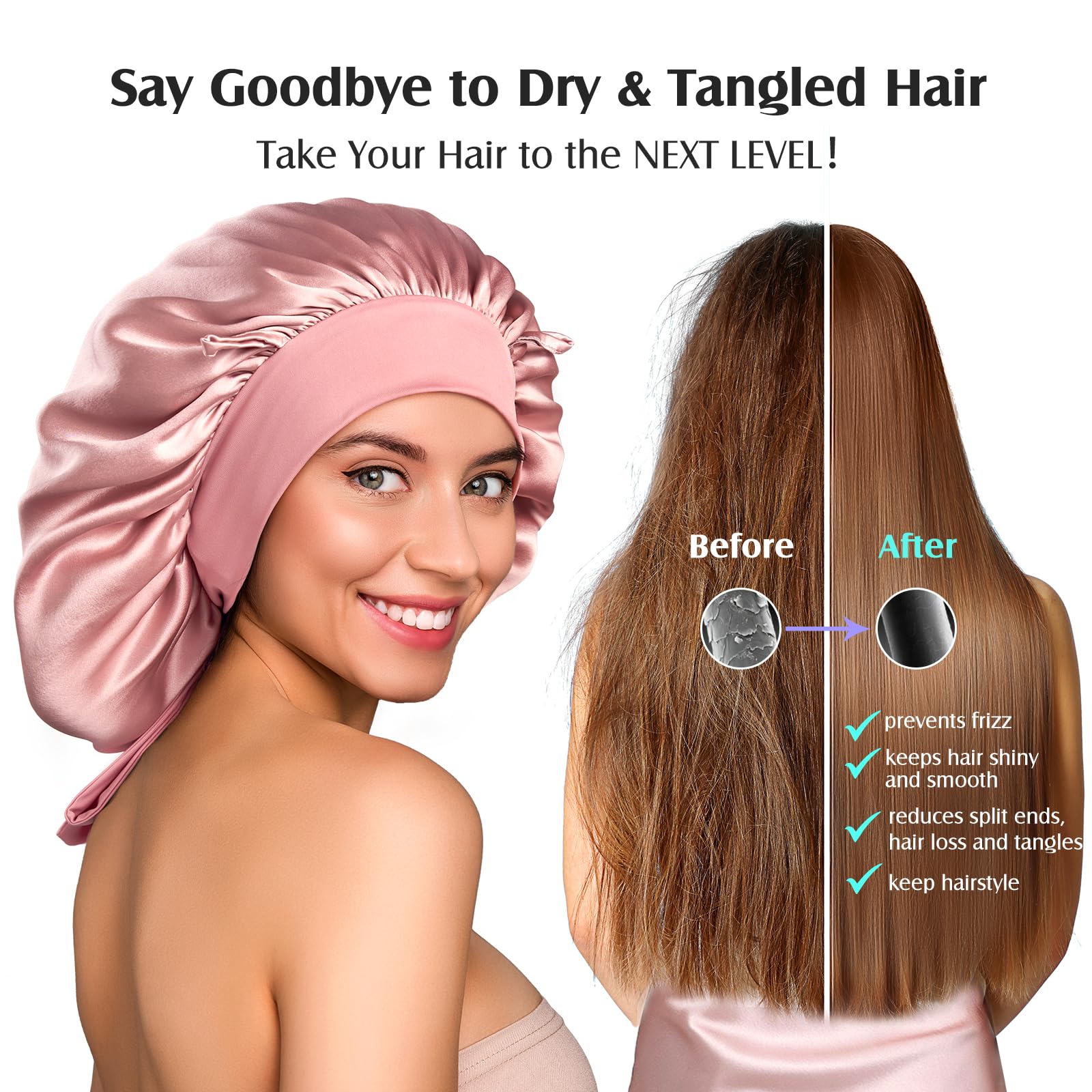 YFONG 22 momme silk hair wrap close up on the adjustable elastic tie band