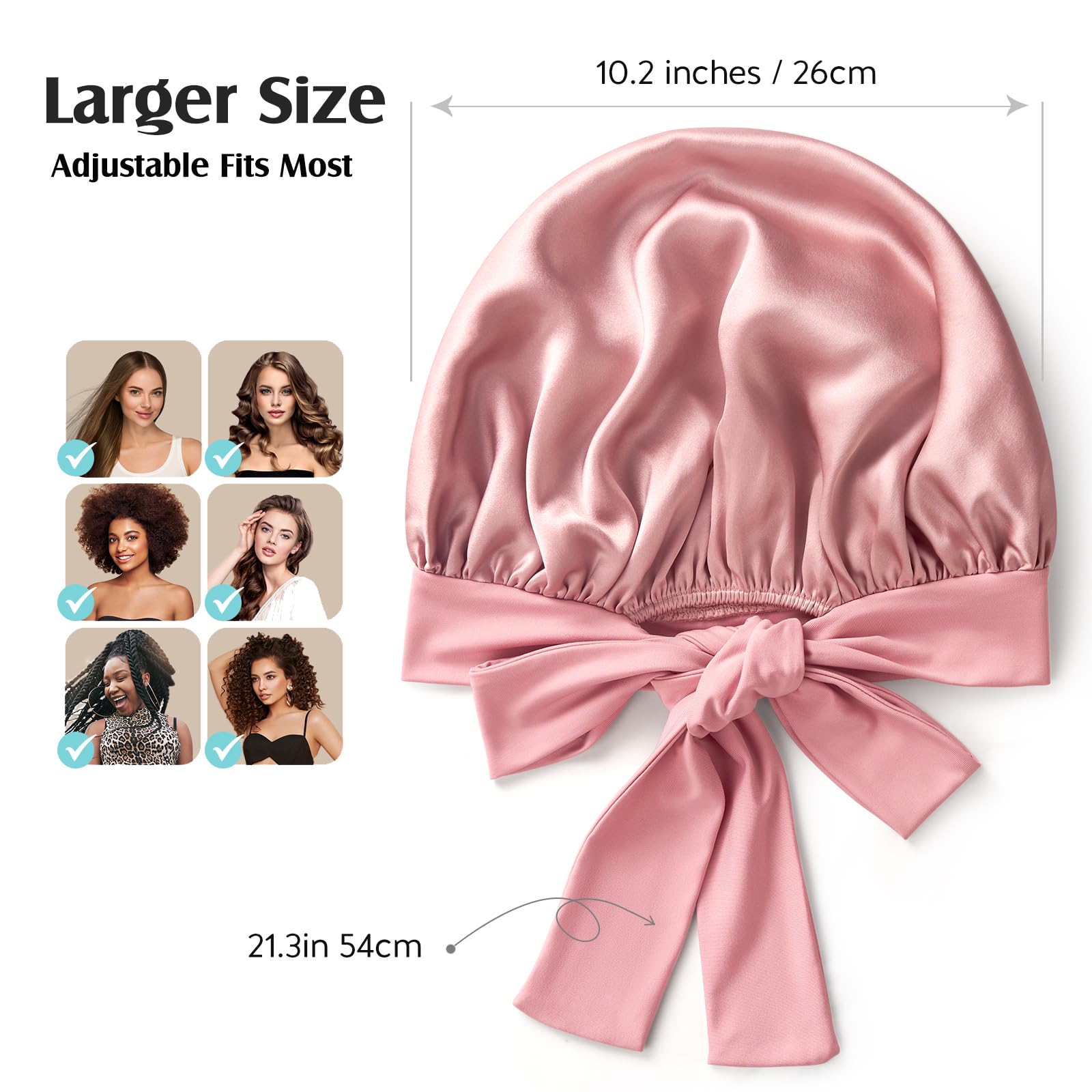 YFONG pink mulberry silk turban illustrating the smooth double layer interior protection