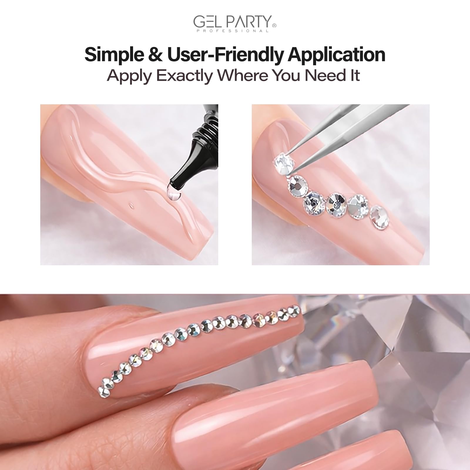 Applying nail tips with Gelparty UV gel glue
