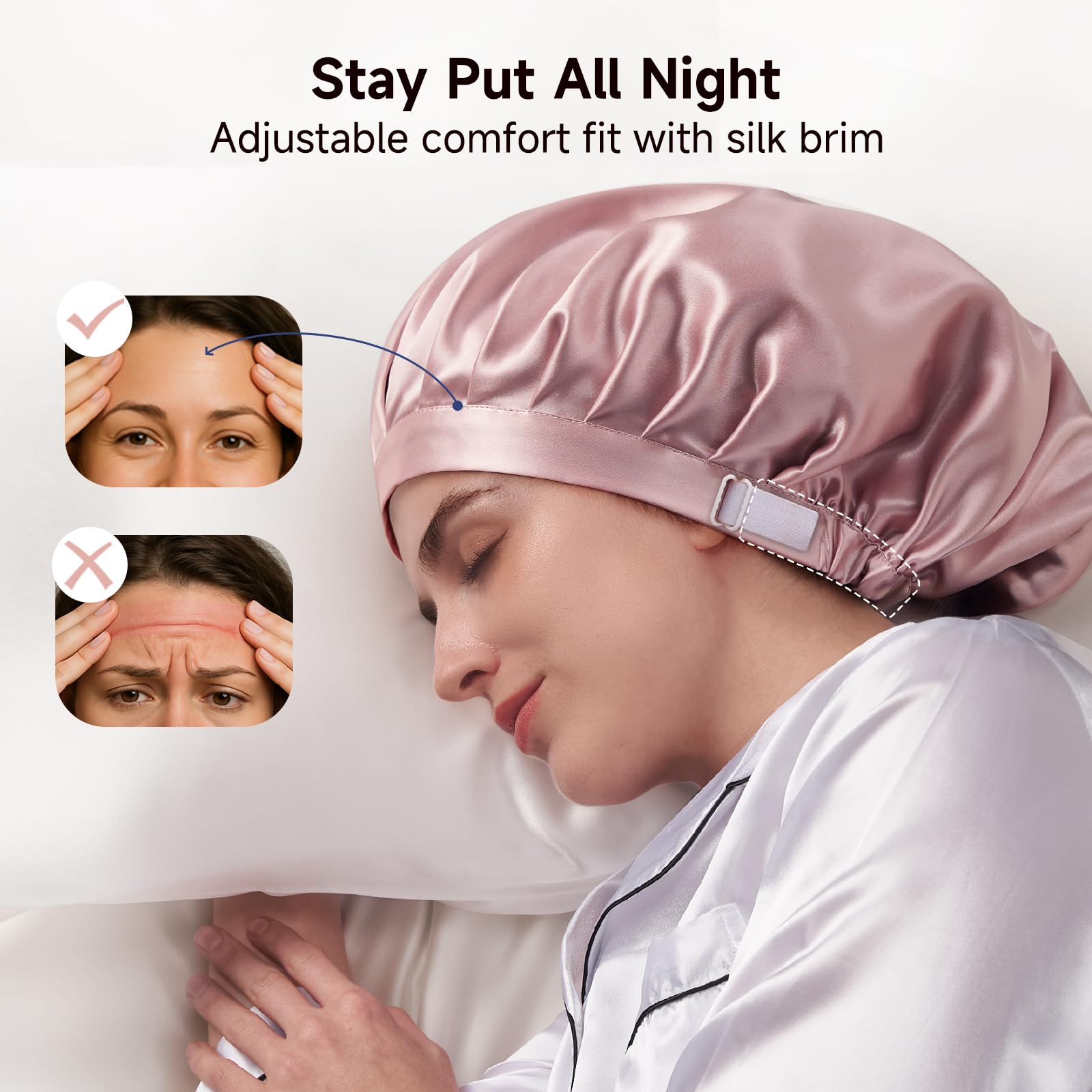 Adjustable non slip silk bonnet for women overnight beauty routine