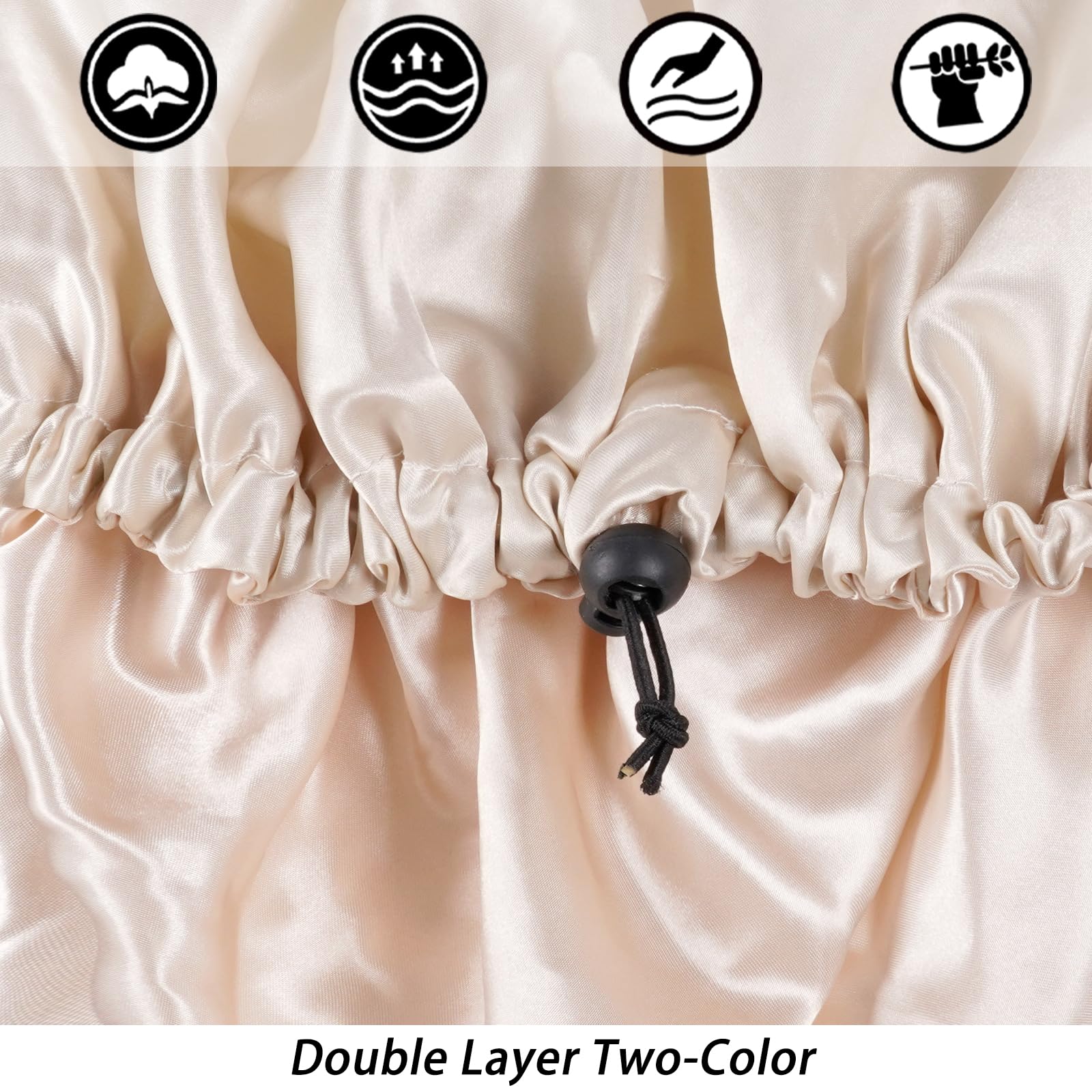 Double layer adjustable satin bonnet for curly hair protection overnight