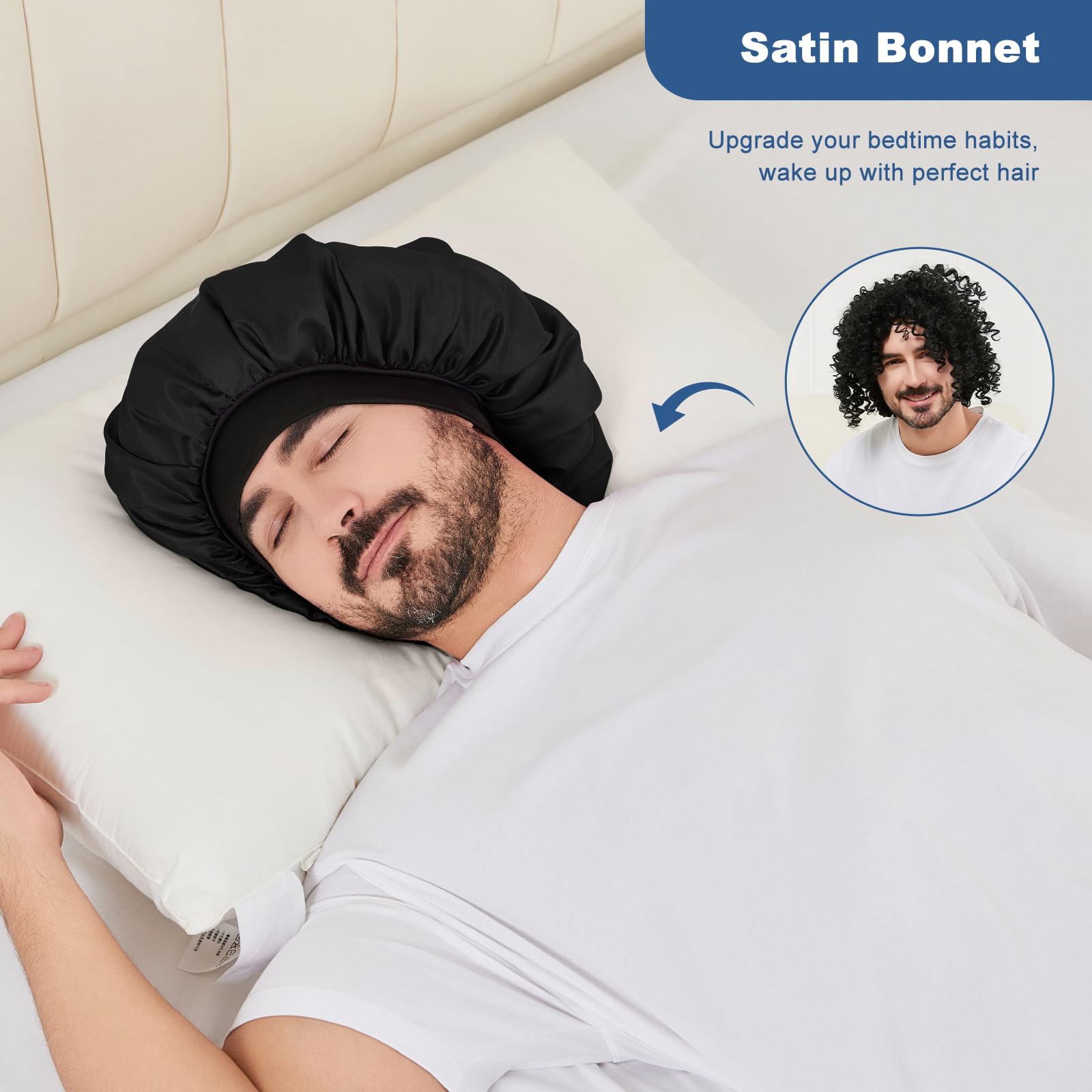 Selalu silk sleep bonnet for curly hair close up showcasing the soft elastic band design.