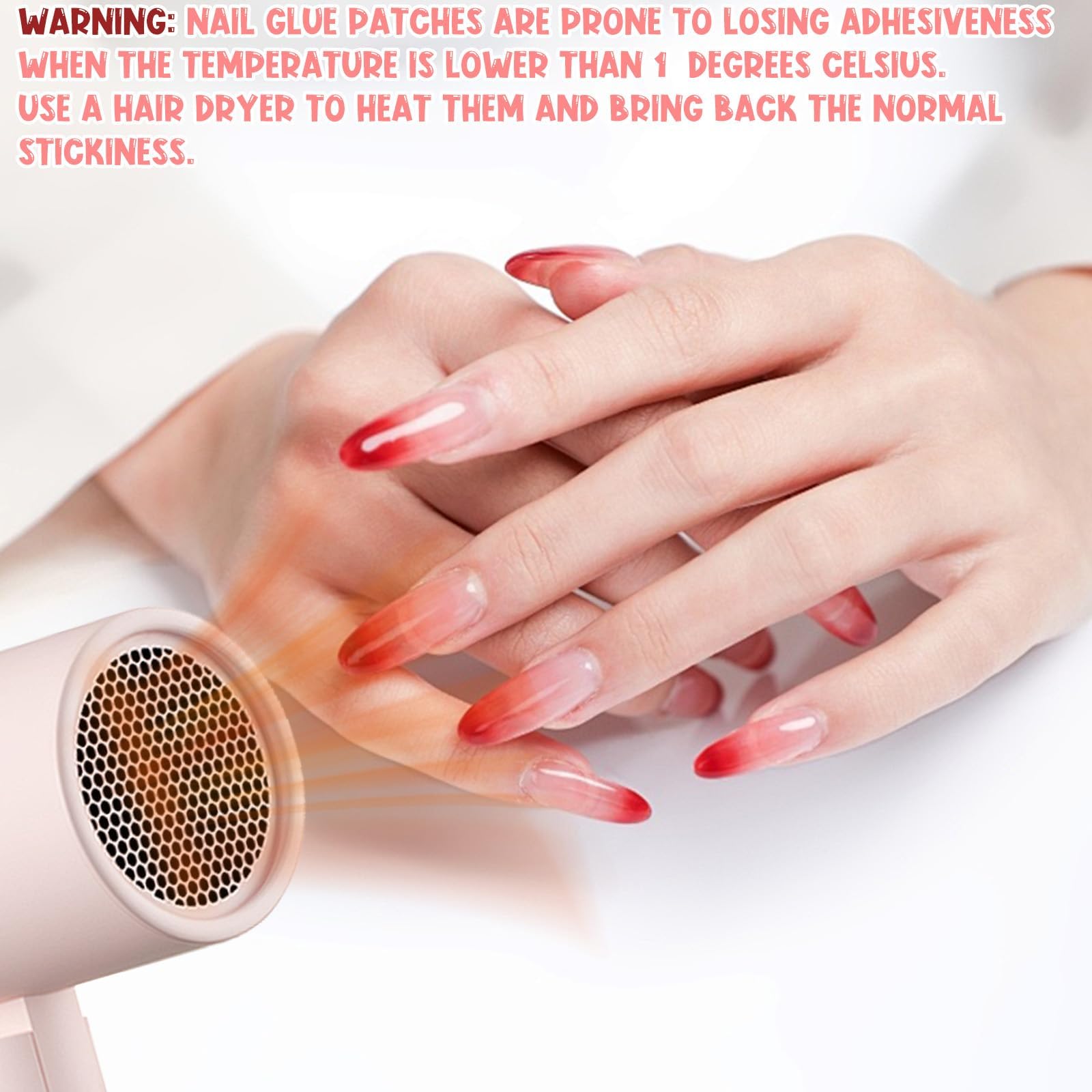 Selection of 15 sizes of nail glue stickers for press on nails