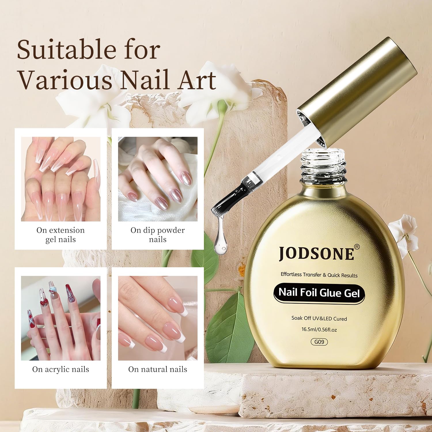 Clear nail foil transfer gel for professional salon art