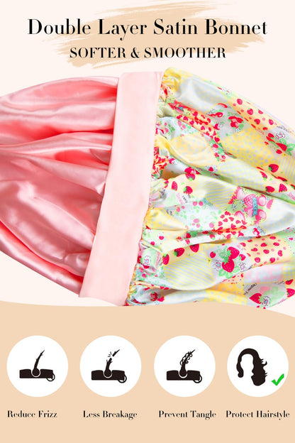 Vettres strawberry print sleeping bonnet packaging details