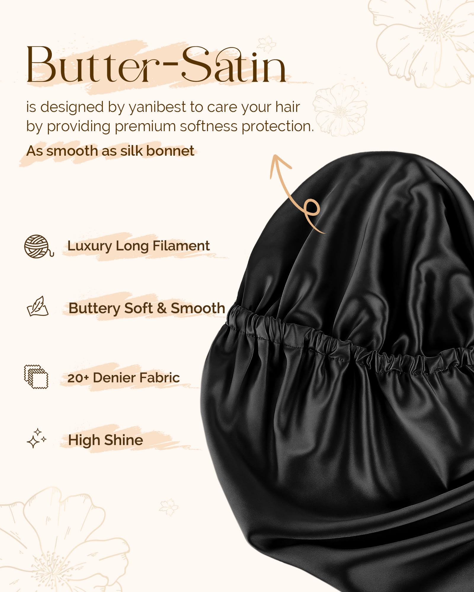 Side angle showing the thirty-inch length of the double-layer sleep cap.