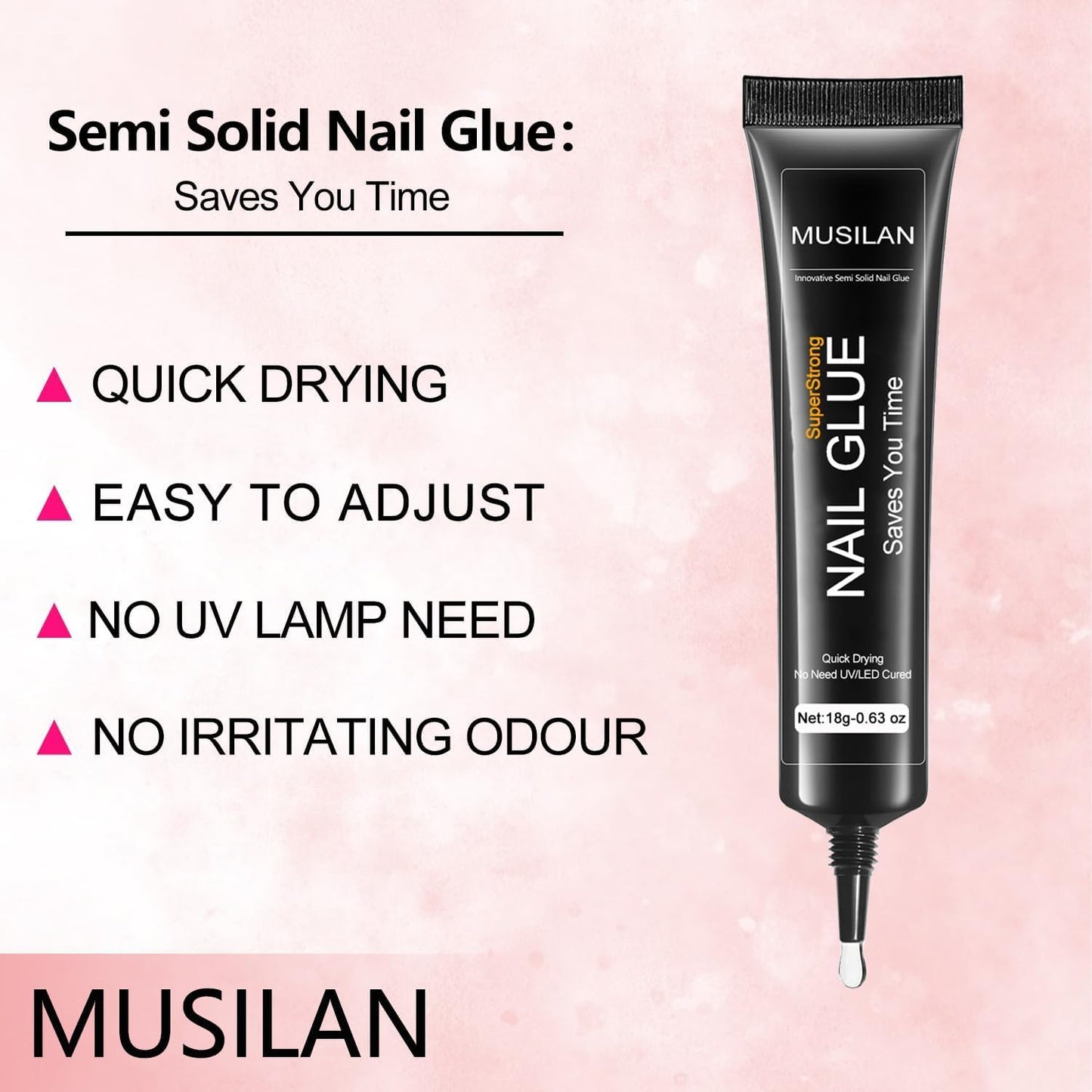 Musilan nail glue for press on nails application demonstration
