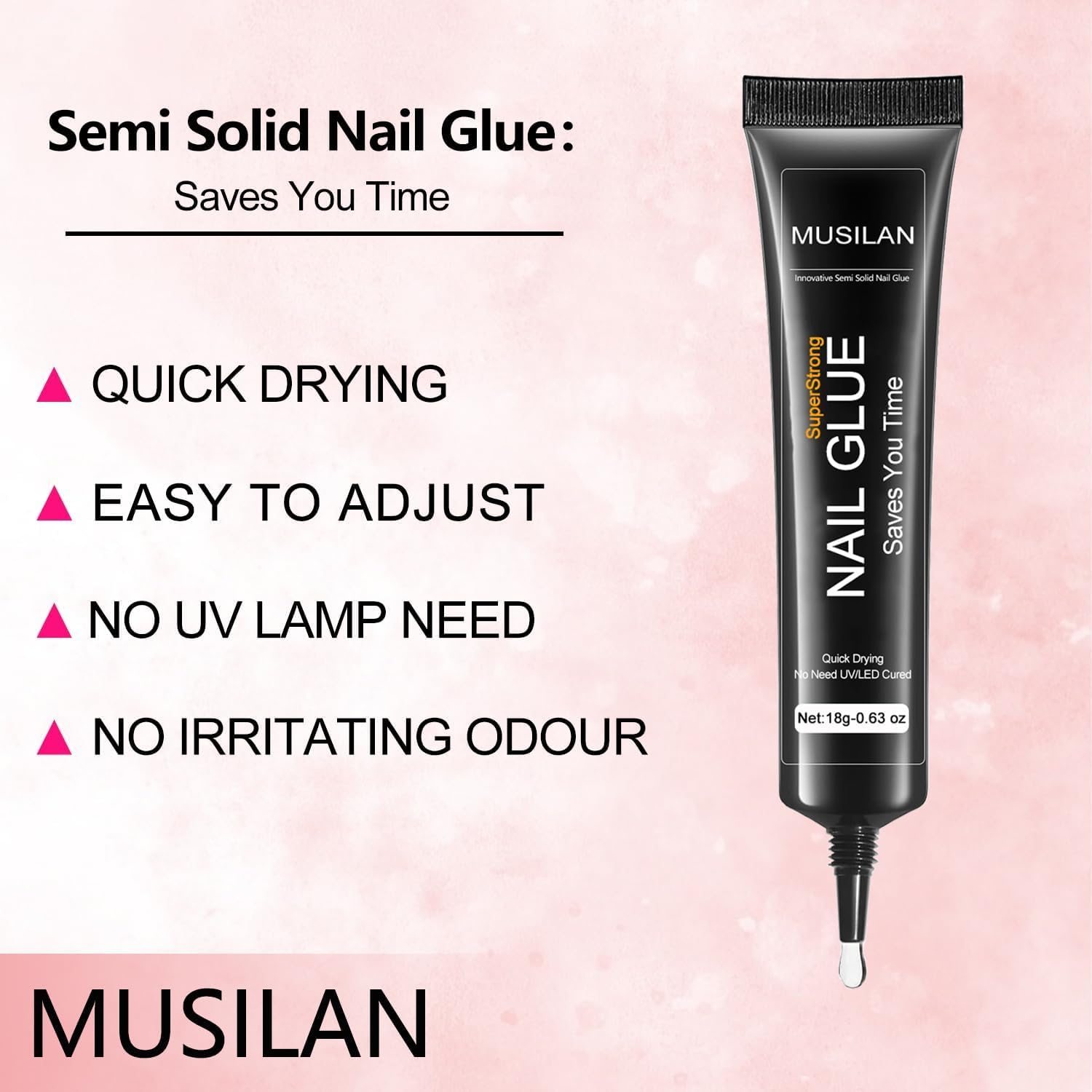 Musilan nail glue for press on nails application demonstration