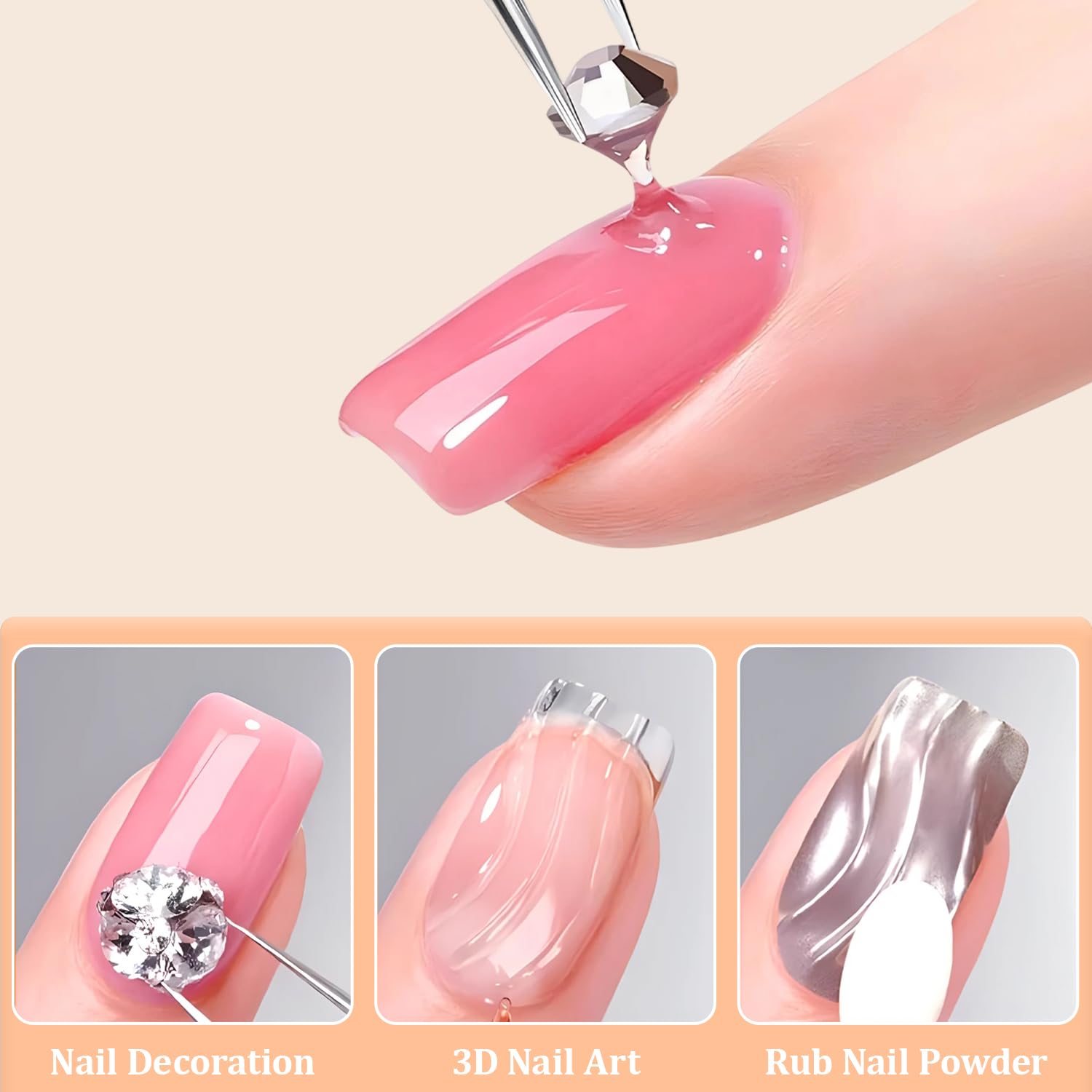 Using Vege Sister gel to apply 3D nail crystals