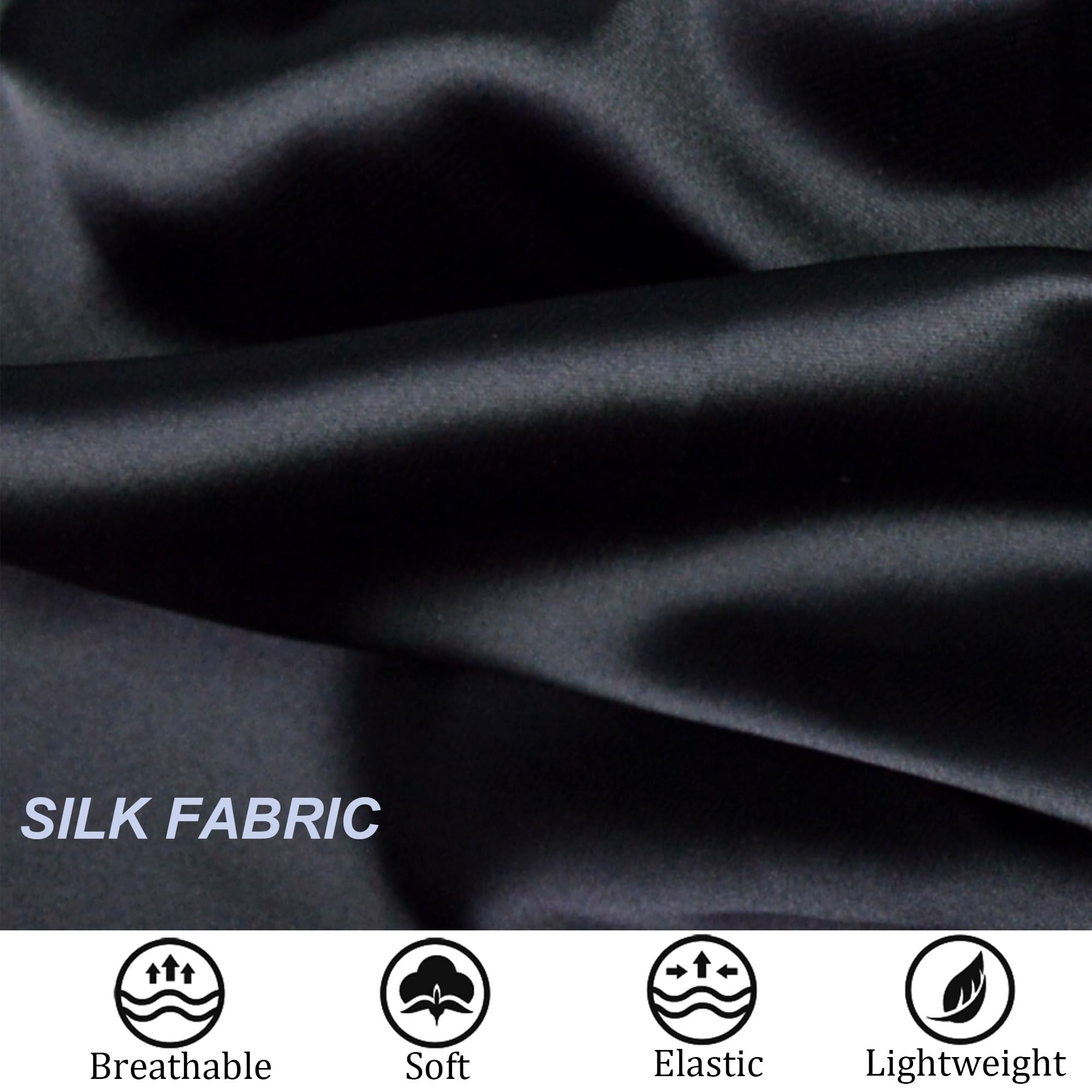 Beutyme double layer sleeping bonnet stretched wide to demonstrate the 14.5-inch diameter for long curly hair.
