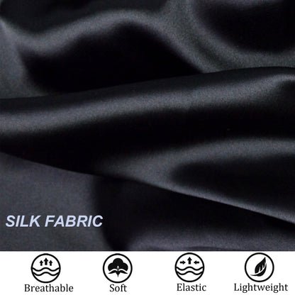 Beutyme double layer sleeping bonnet stretched wide to demonstrate the 14.5-inch diameter for long curly hair.