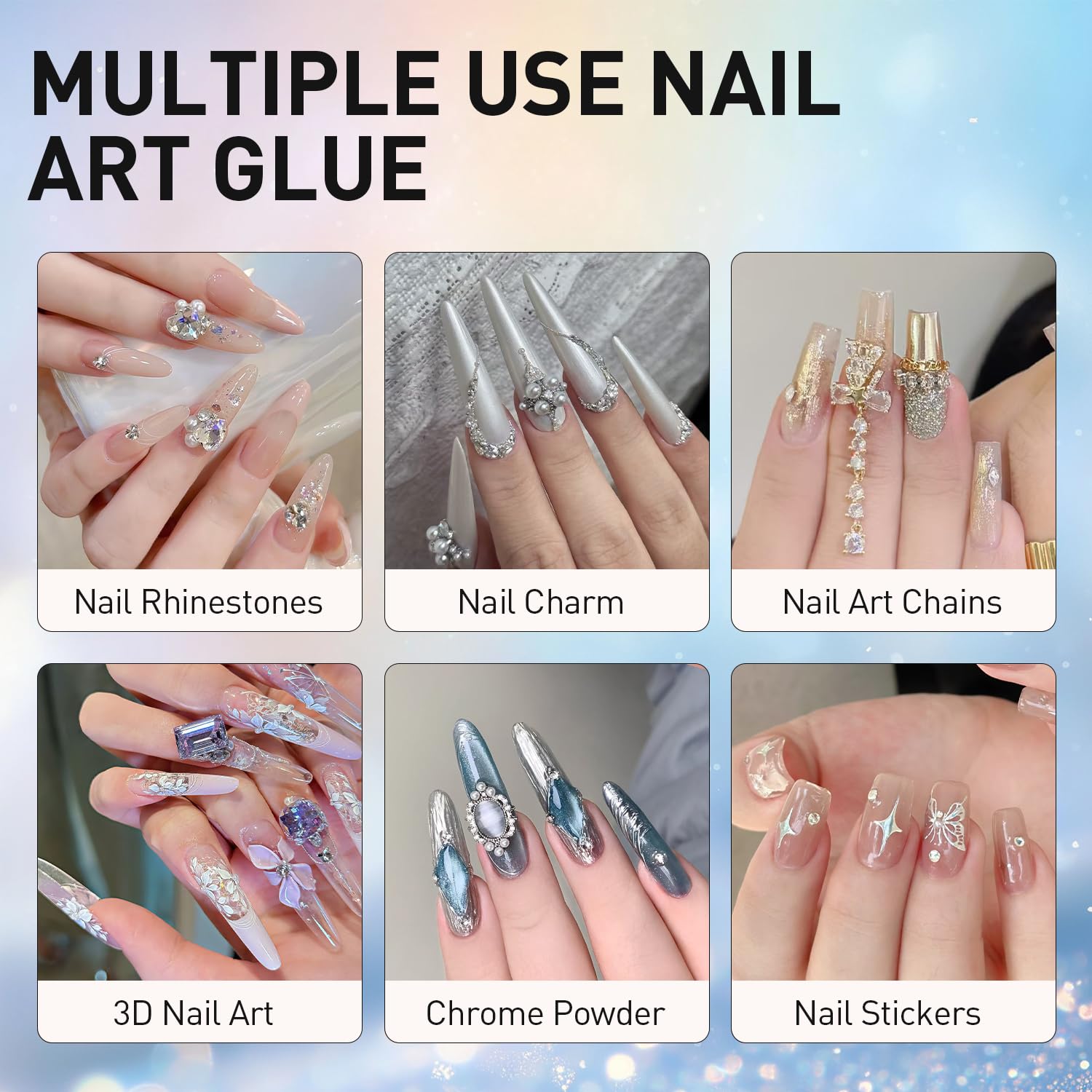 Finger Secret nail adhesive for 3D charms and crystals