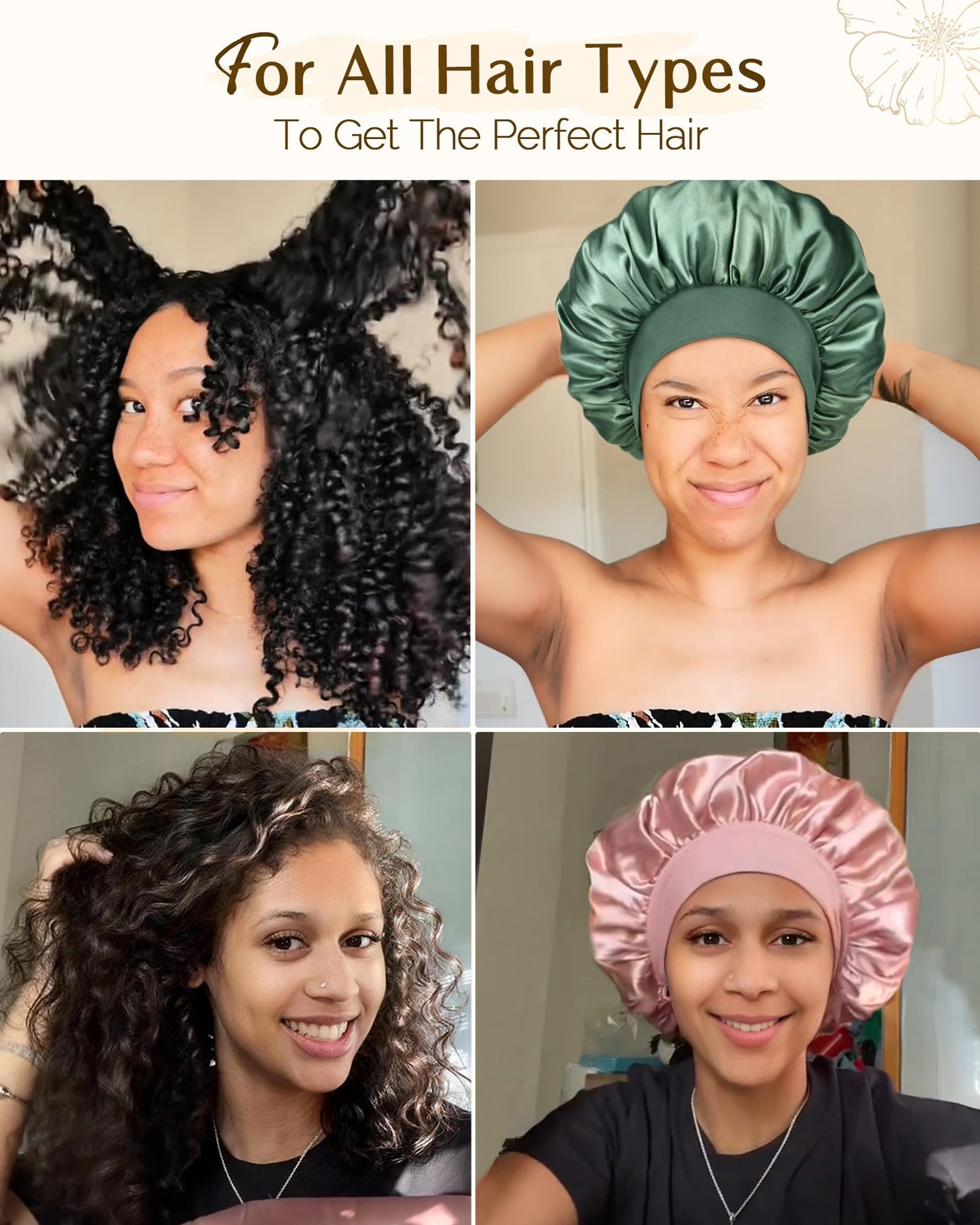 OEKO-TEX certified double layer satin bonnet showing secure stitching and hair protection layer
